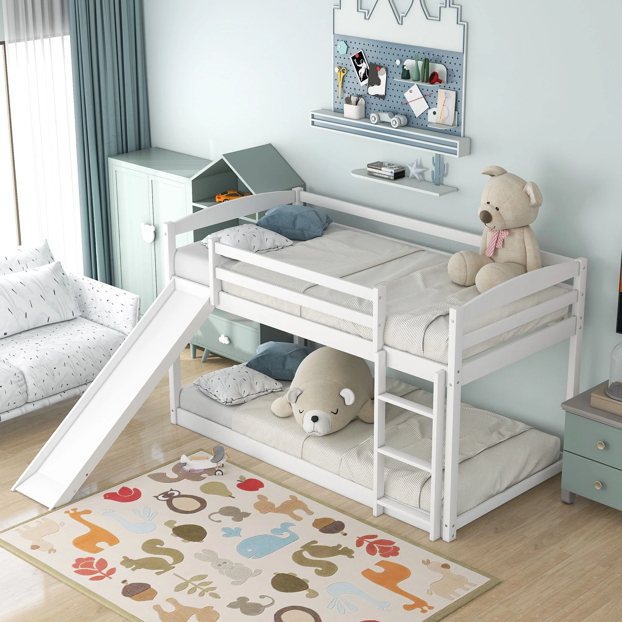 Durable Bunk Bed With Convertible Slide And Ladder - Image 8