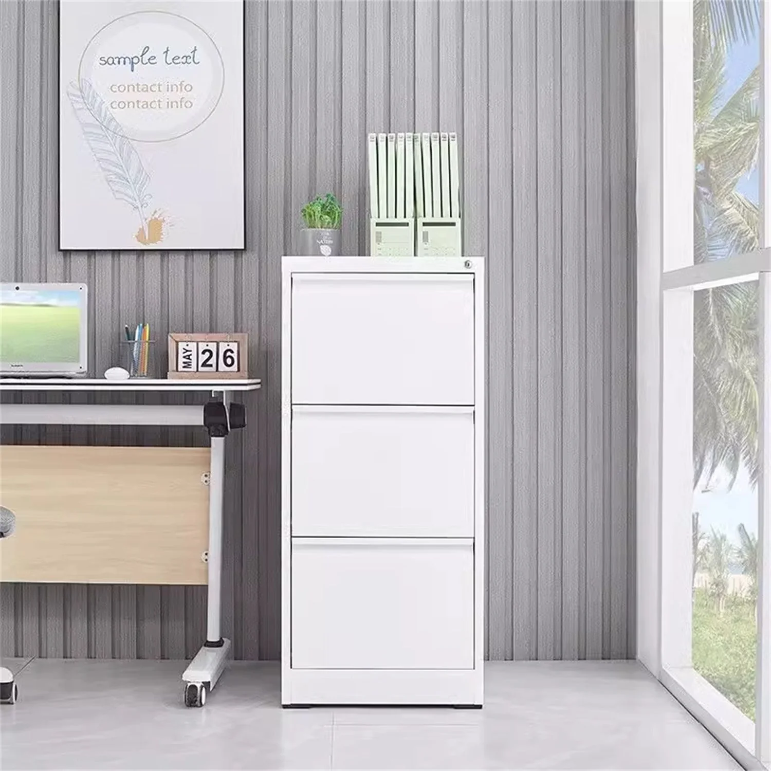 Durable Metal 3 Drawer File Cabinet With Lock For Office Storage - Image 29