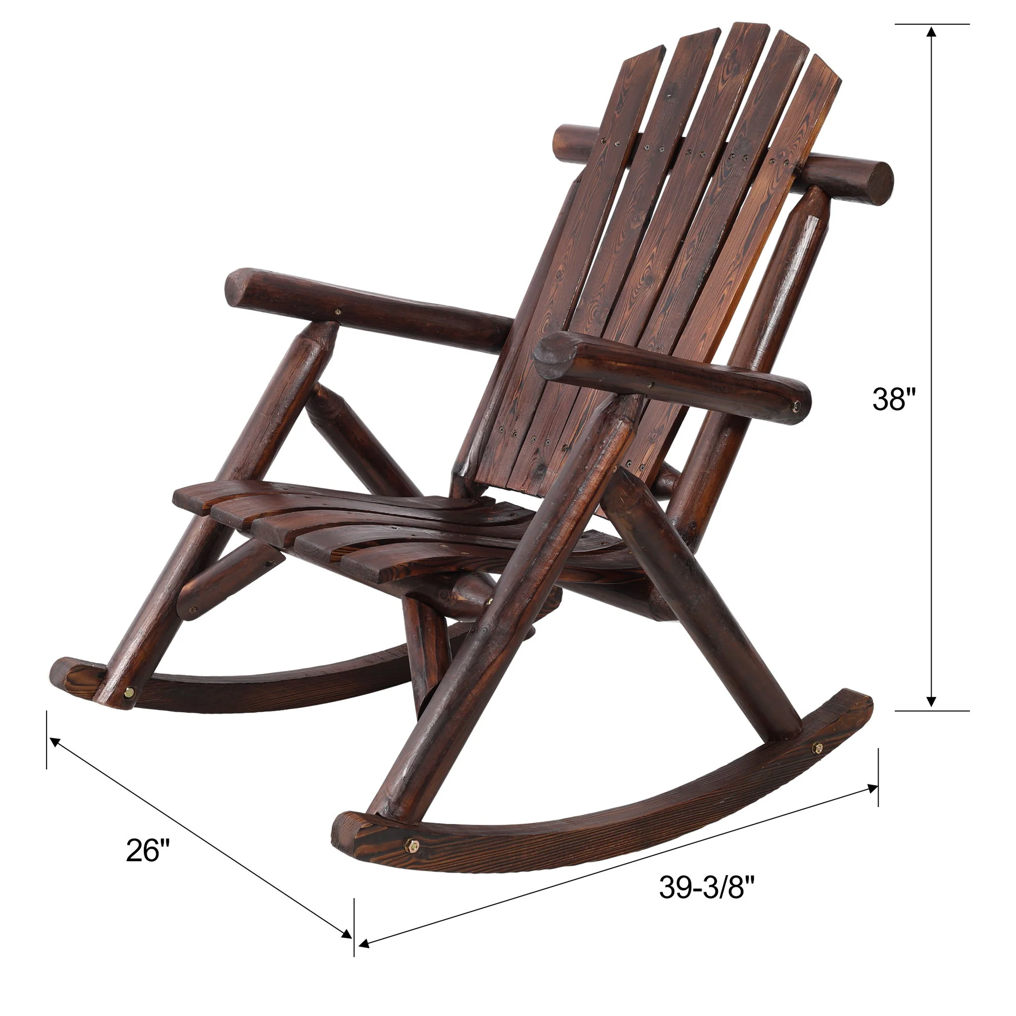 Durable Wooden Porch Rocker, Fir Log Rocking Chair - Image 12