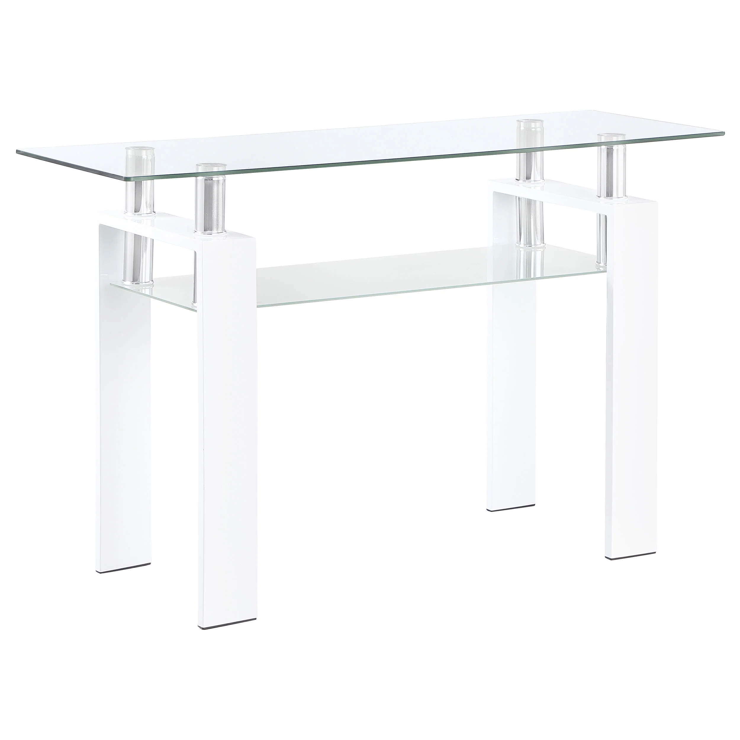 Dyer Rectangular Glass Top Console Table White