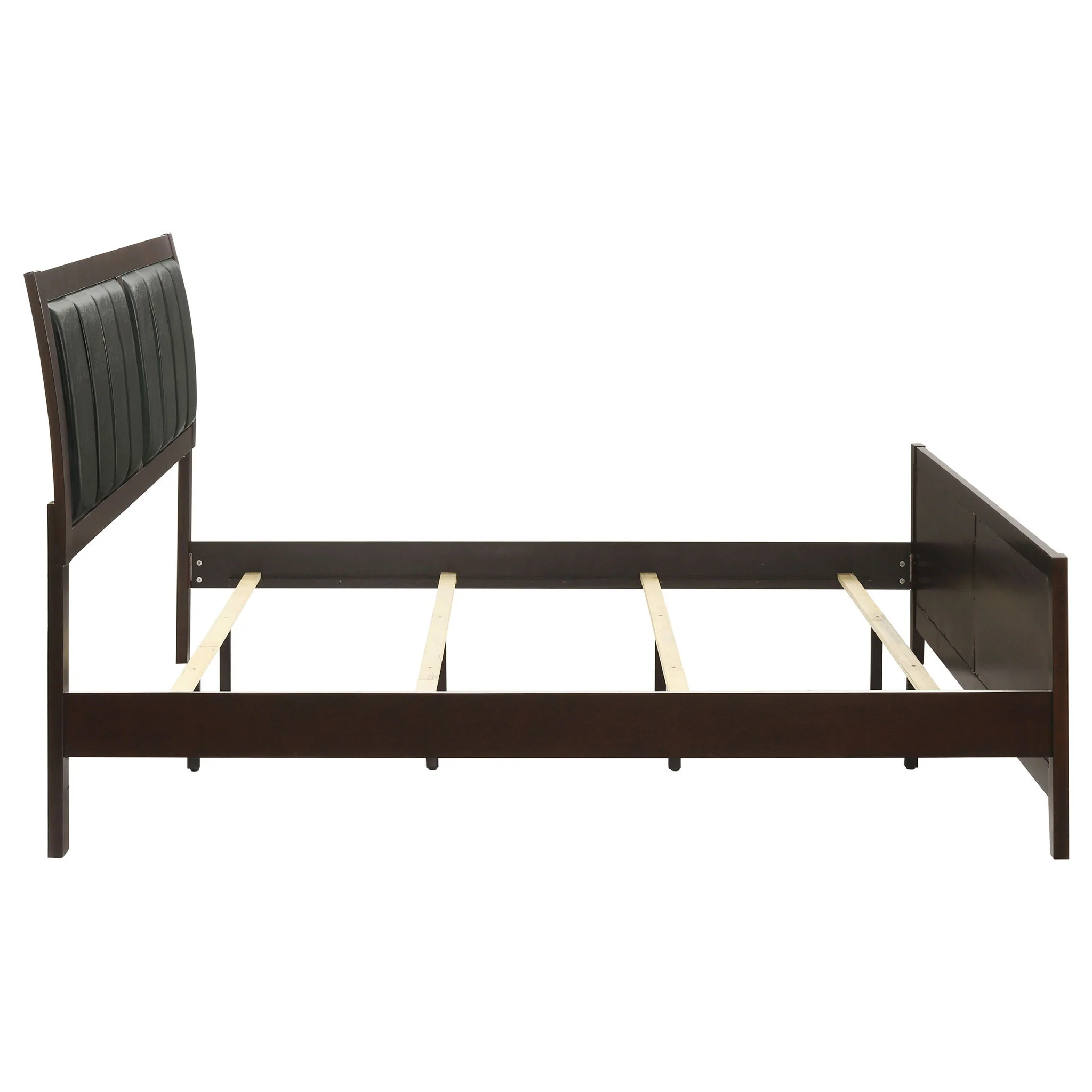 Eastern King Panel Bed With Upholstered Headboard And Footboard - Cappuccino - Image 2