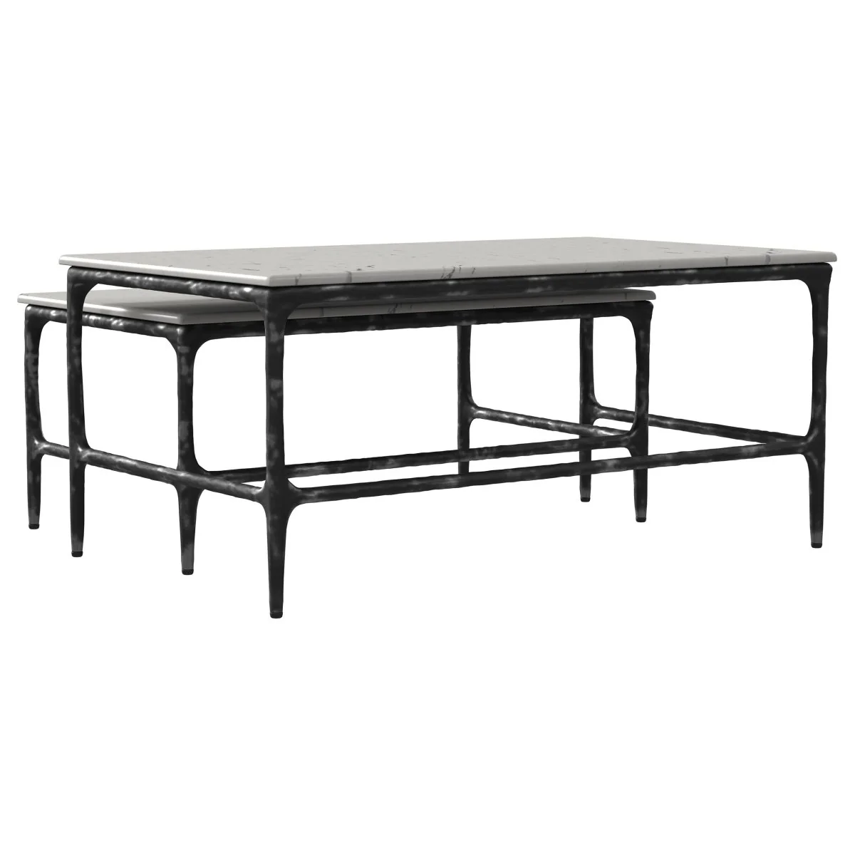 Ebby 2-Piece Genuine Marble Top Nesting Coffee Tables - Image 8
