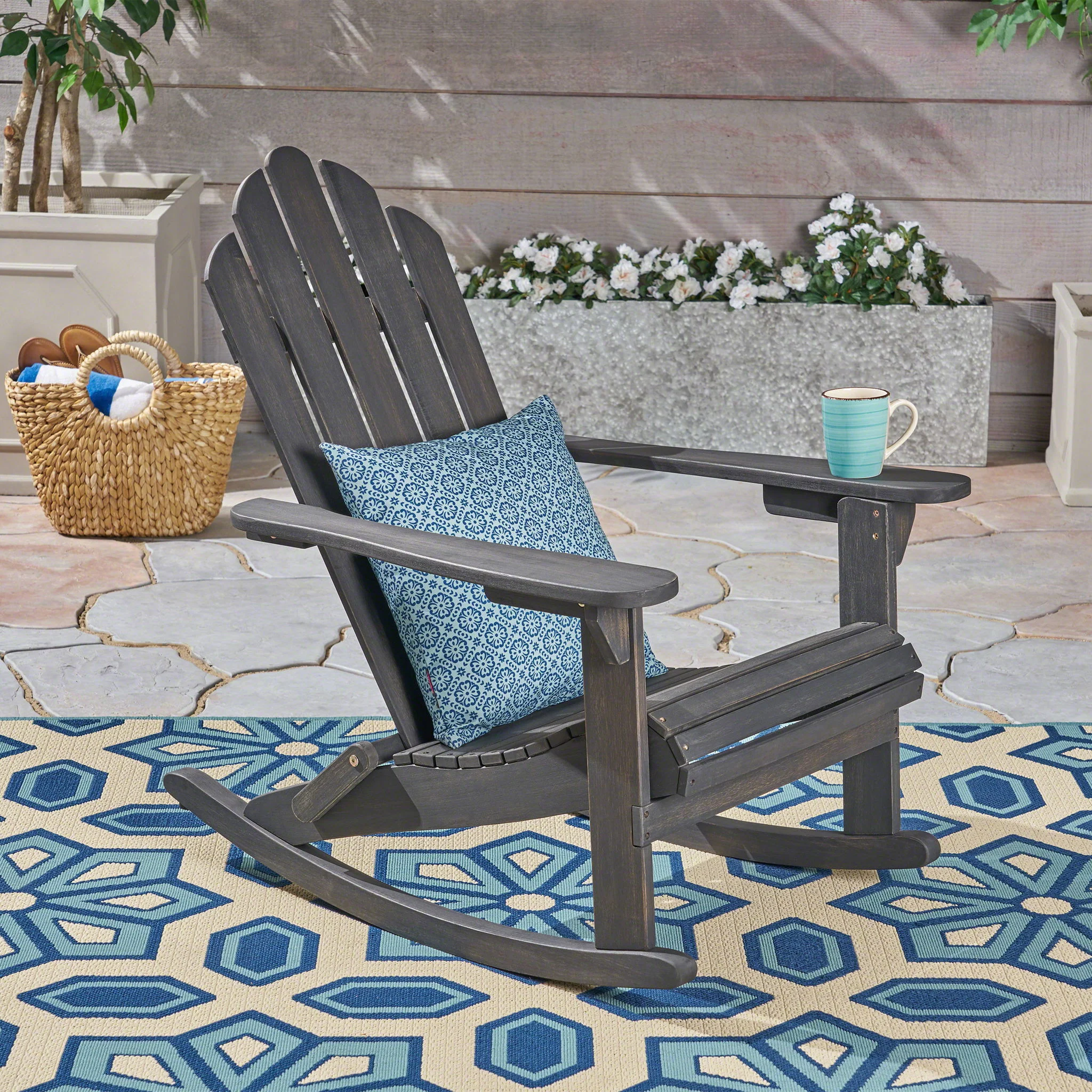 Echoes - Outdoor Acacia Wood Adirondack Rocking Chair - Image 7