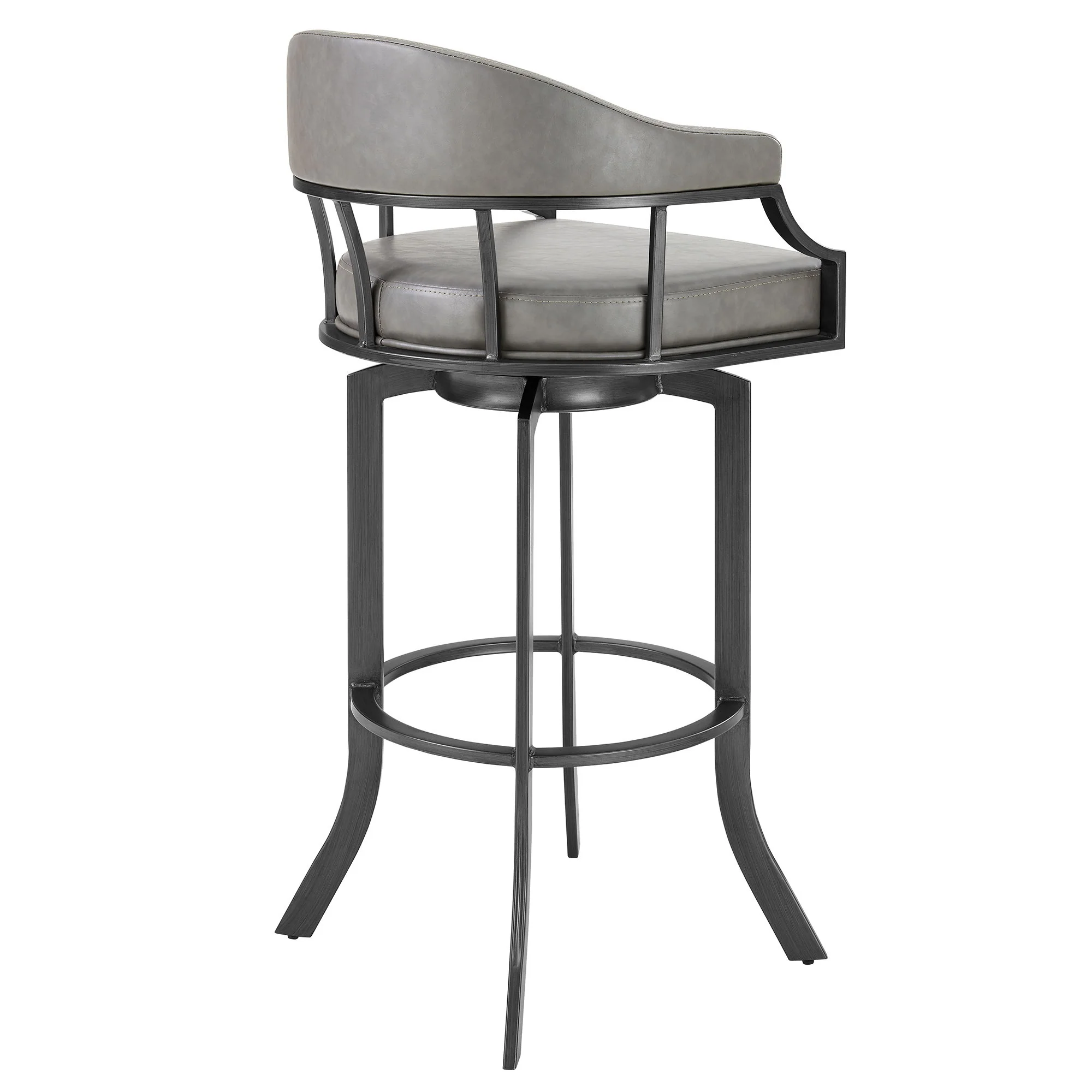 Edy - Swivel 30" Mineral Finish And Gray Faux Leather Bar Stool - Image 2