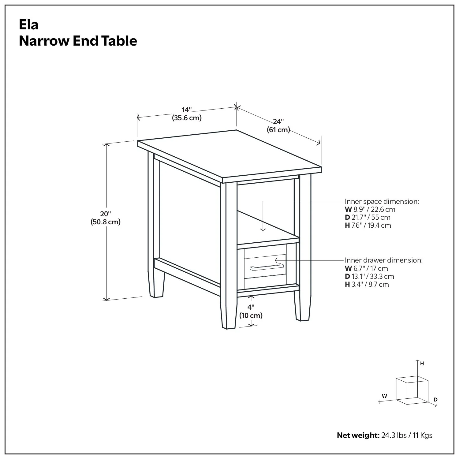 Ela - Narrow End Table - Brown - Image 7