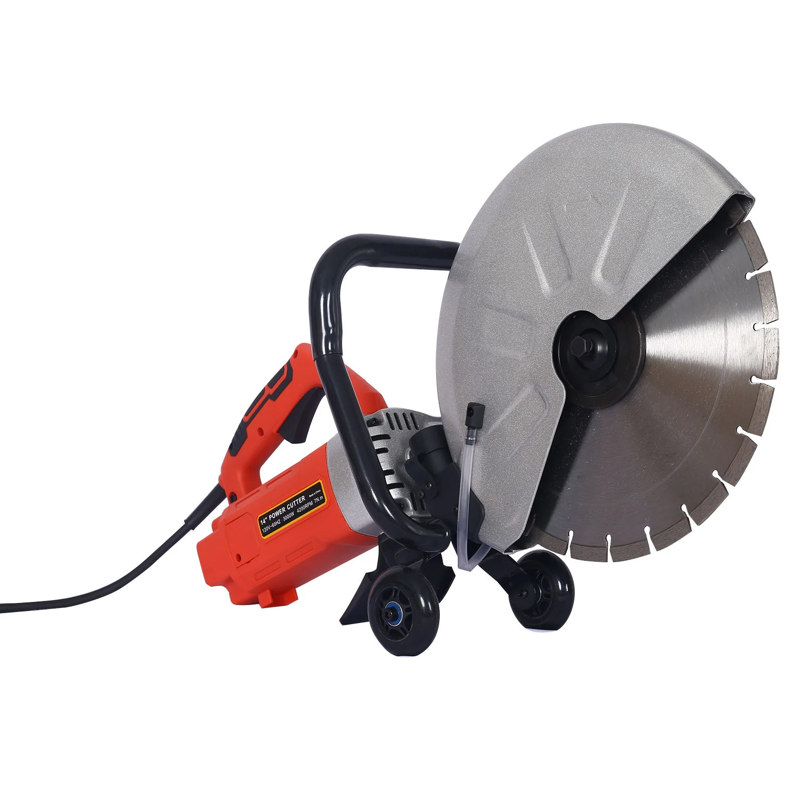 Electric 14" Cut Off Saw Wet / Dry Concrete Saw Cutter With Guide Roller And Water Line Attachment, 3000W - Black / Silver - Image 2