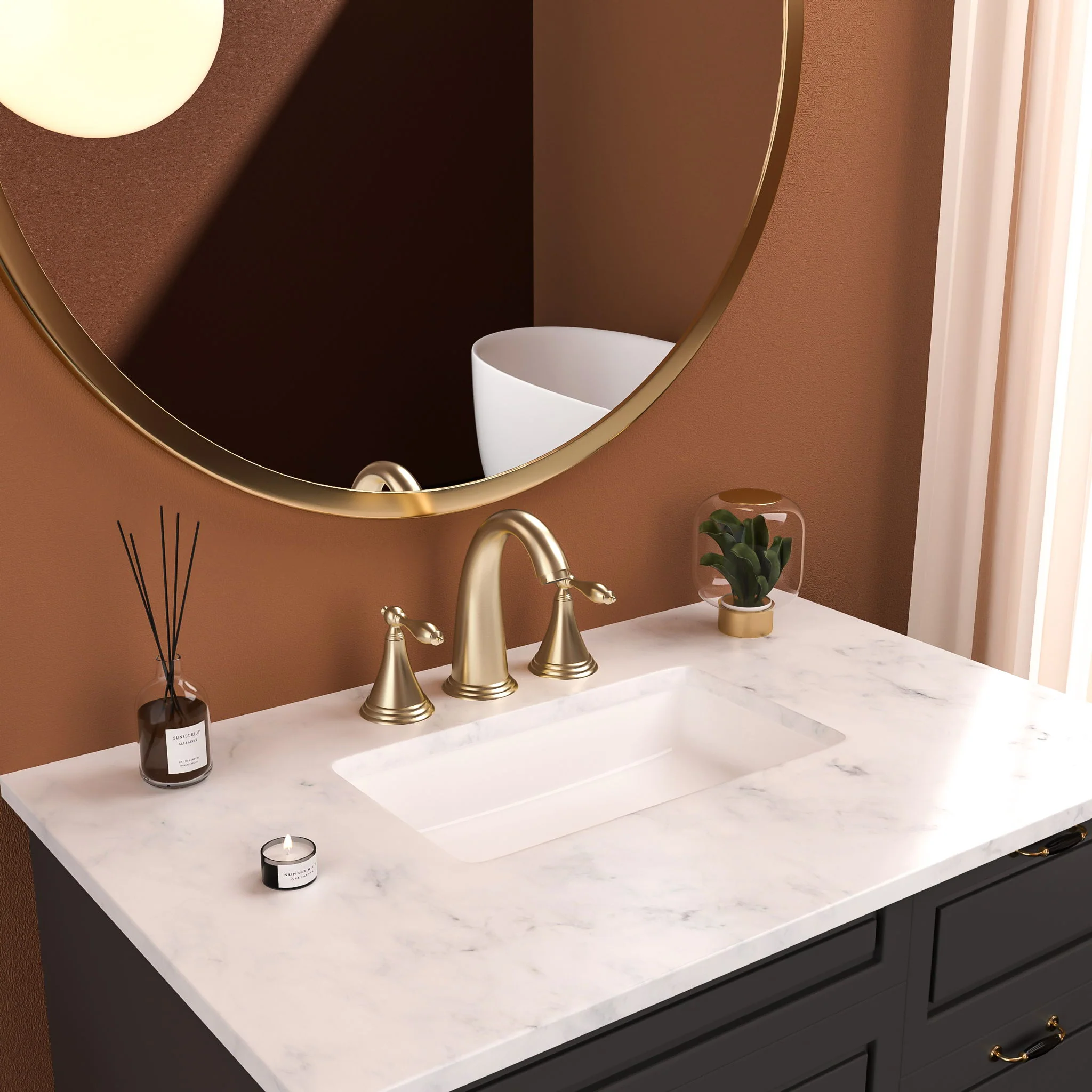 Elegant 2 Handle Widespread Bathroom Faucet With Pop Up Drain And Water Supply Lines - Image 11