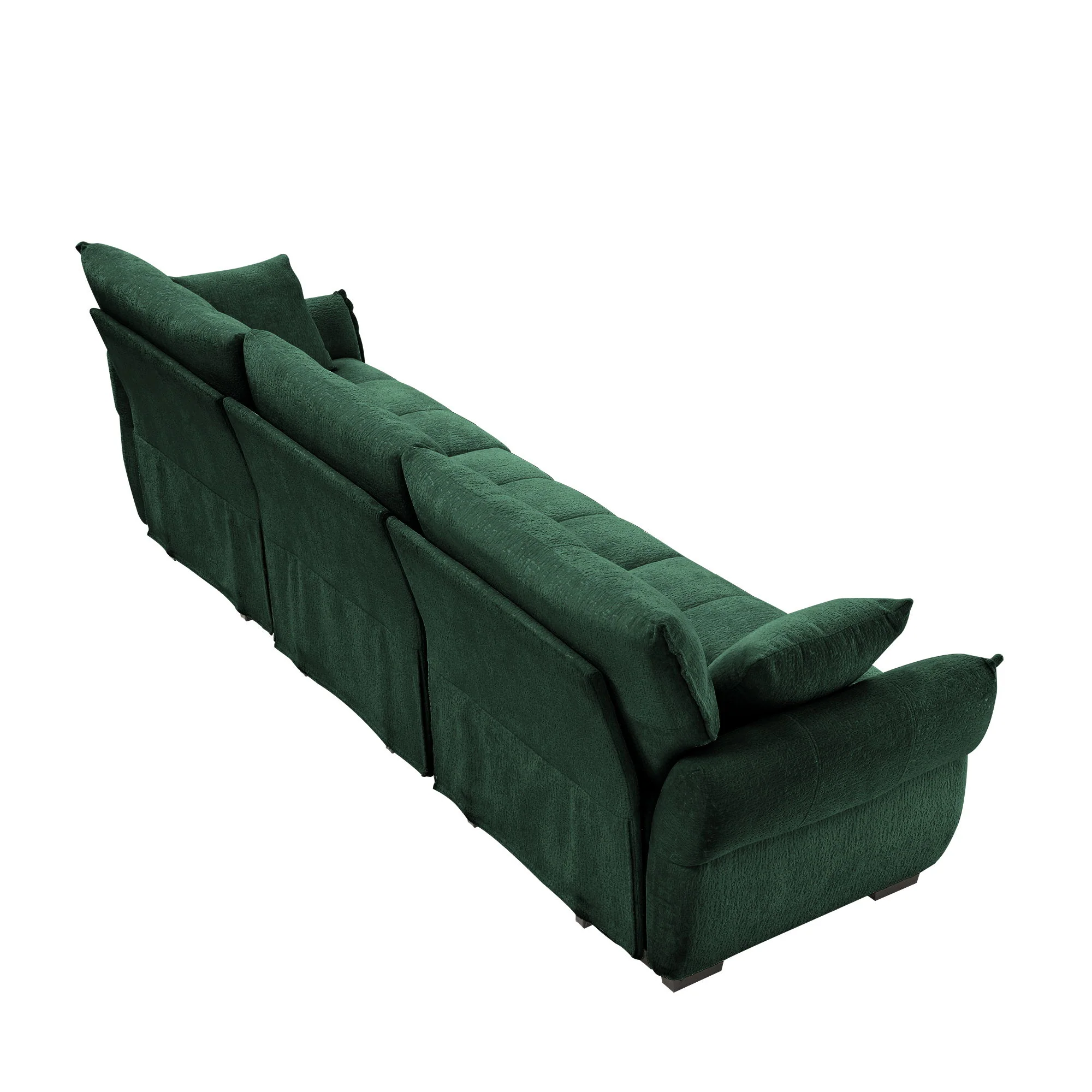 Elegant 3 Seater Sofa Set & Pillows Frame, High Rebound Cushions - Textured Green - Image 3