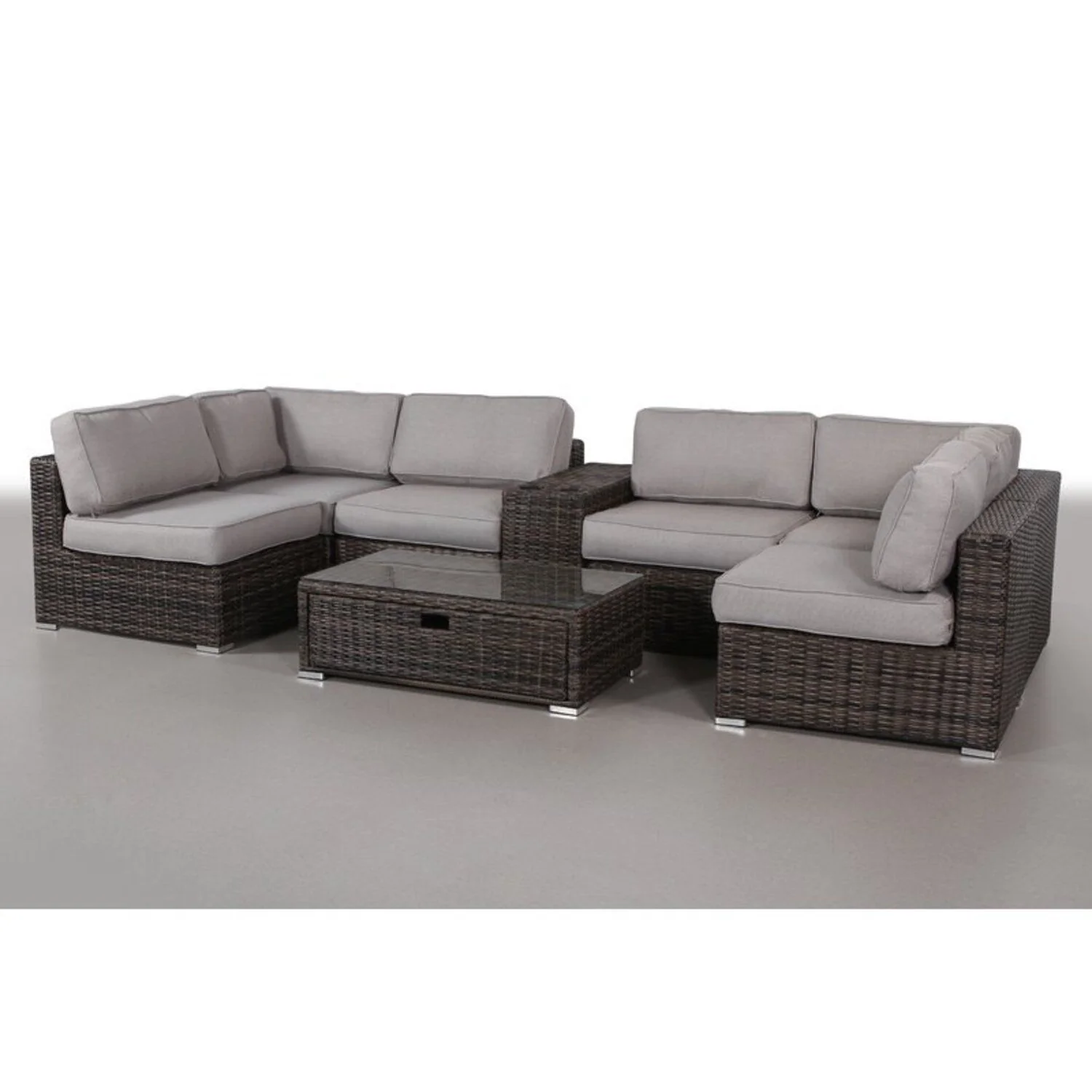 Elegant 4 Person Wicker Patio Seating Set With Cushions And Glass Top Table - Image 3