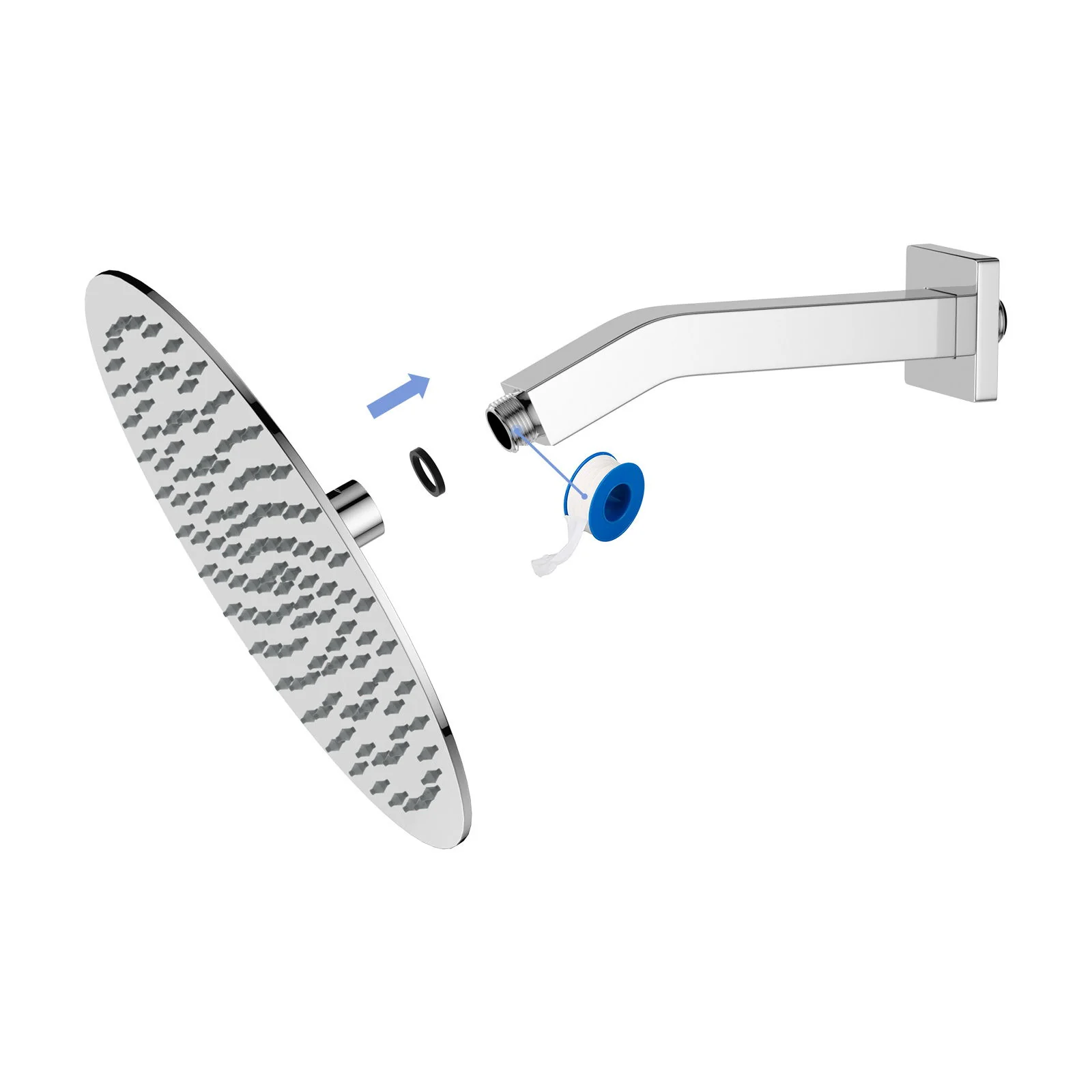 Elegant 6" Shower Arm With Flange, Stainless Steel Construction For Rain Shower Heads - Image 16