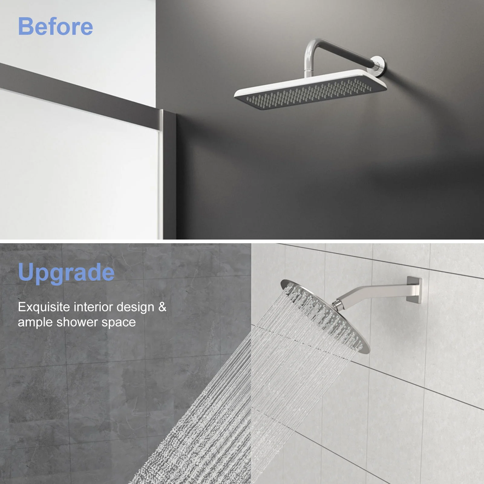 Elegant 6" Shower Arm With Flange, Stainless Steel Construction For Rain Shower Heads - Image 18