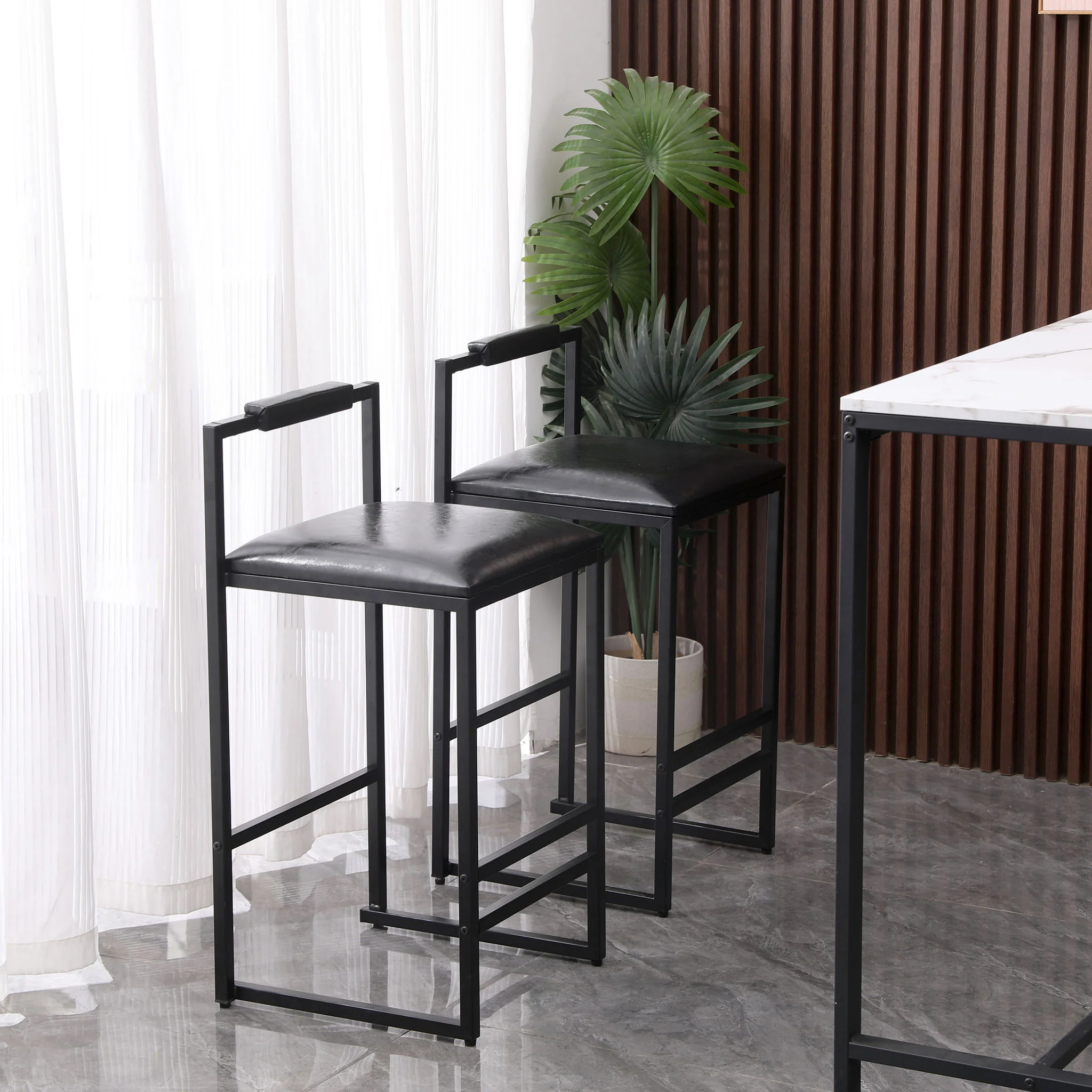 Elegant Bar Stool Set With Backrest And Footrest, Counter Height (Set of 2) - Image 11