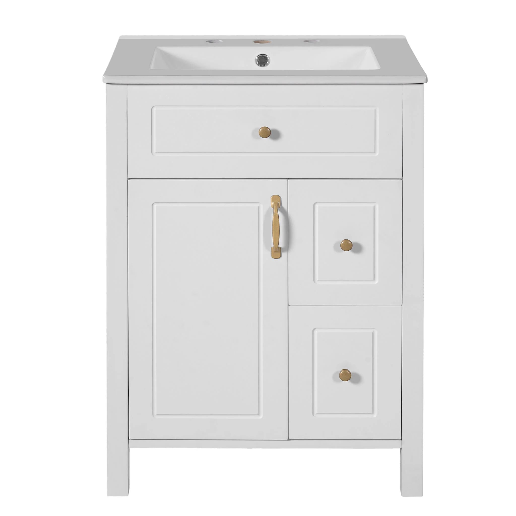 Elegant Bathroom Vanity With Ceramic Sink, Soft Close Doors And Drawers, Double Storage Racks - Image 2