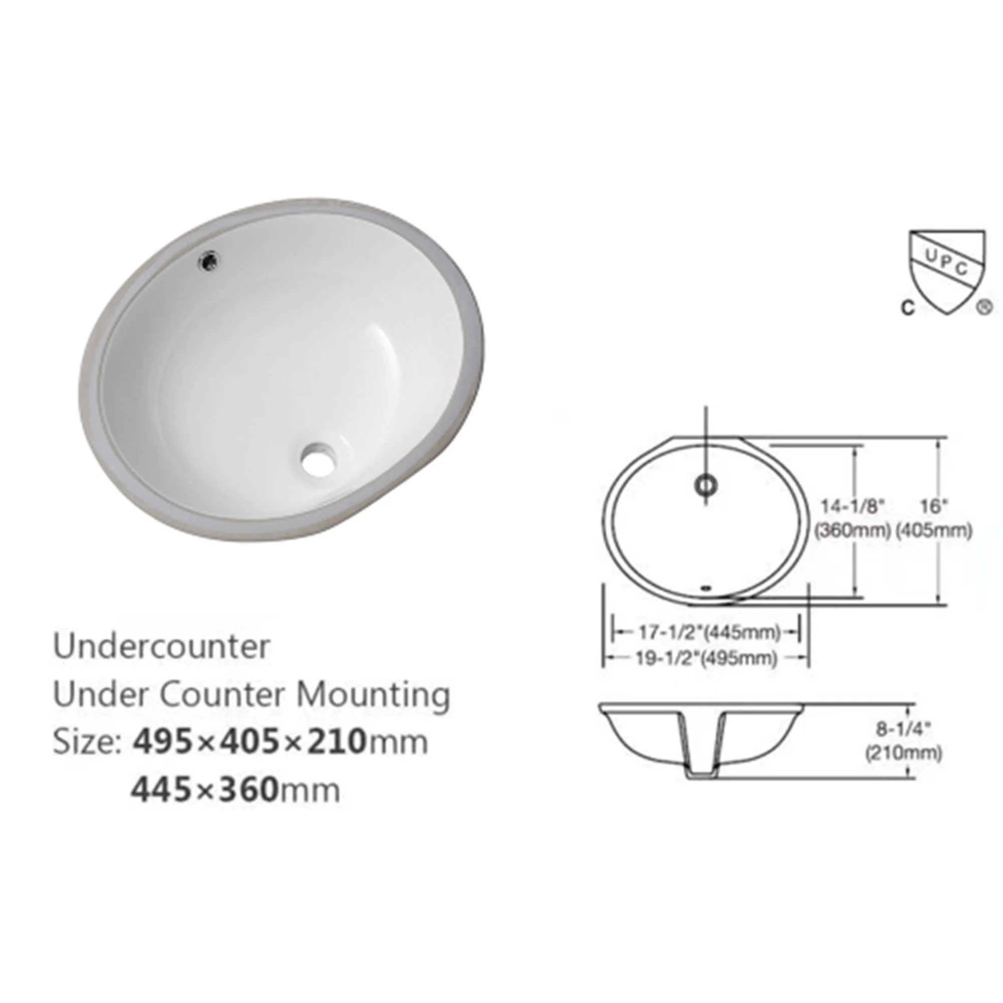 Elegant Ceramic Oval Undermount Bathroom Sink With Overflow - Image 16