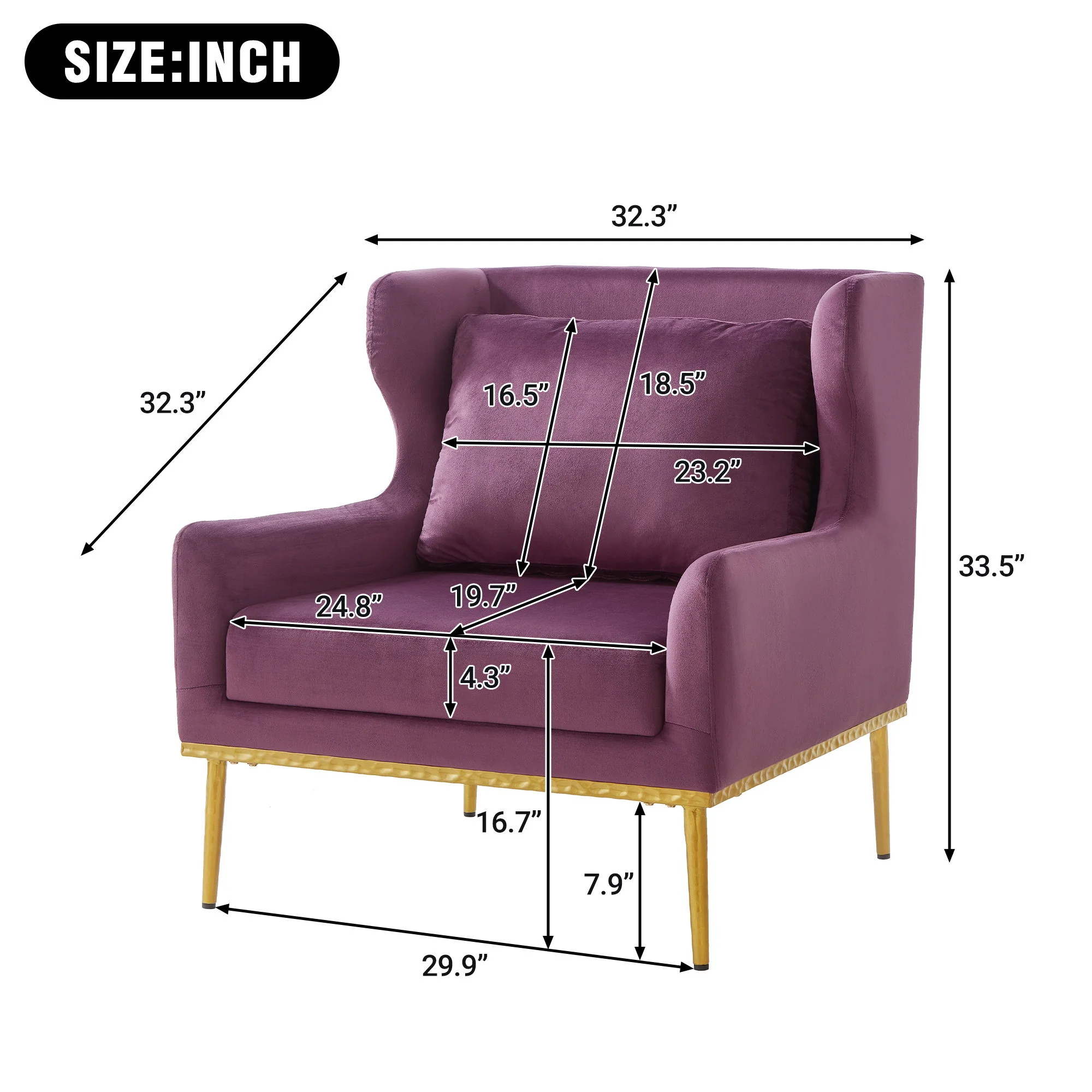 Elegant Curved Armrest Accent Armchair - Image 10
