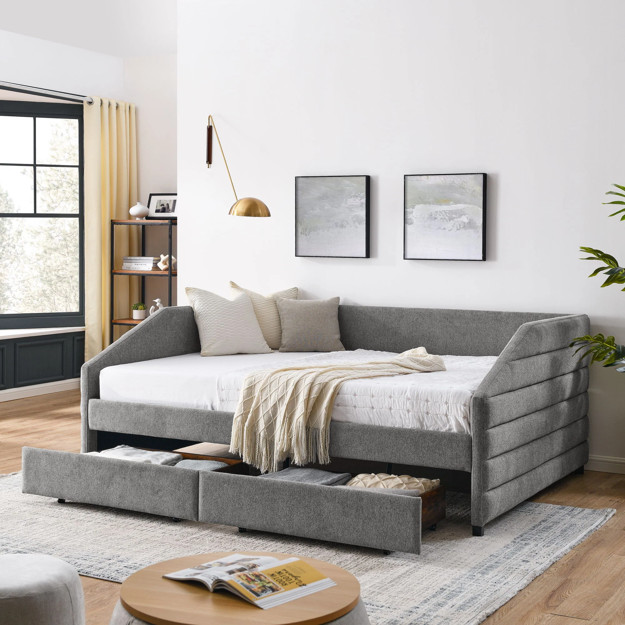 Elegant Daybed With Trundle Upholstered Tufted Sofa Bed - Image 8