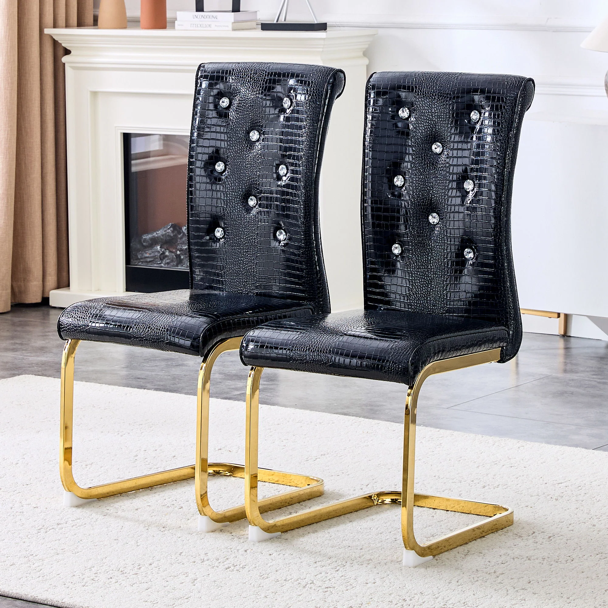 Elegant Design Alligator Skin Upholstered Dining Chairs - Image 37