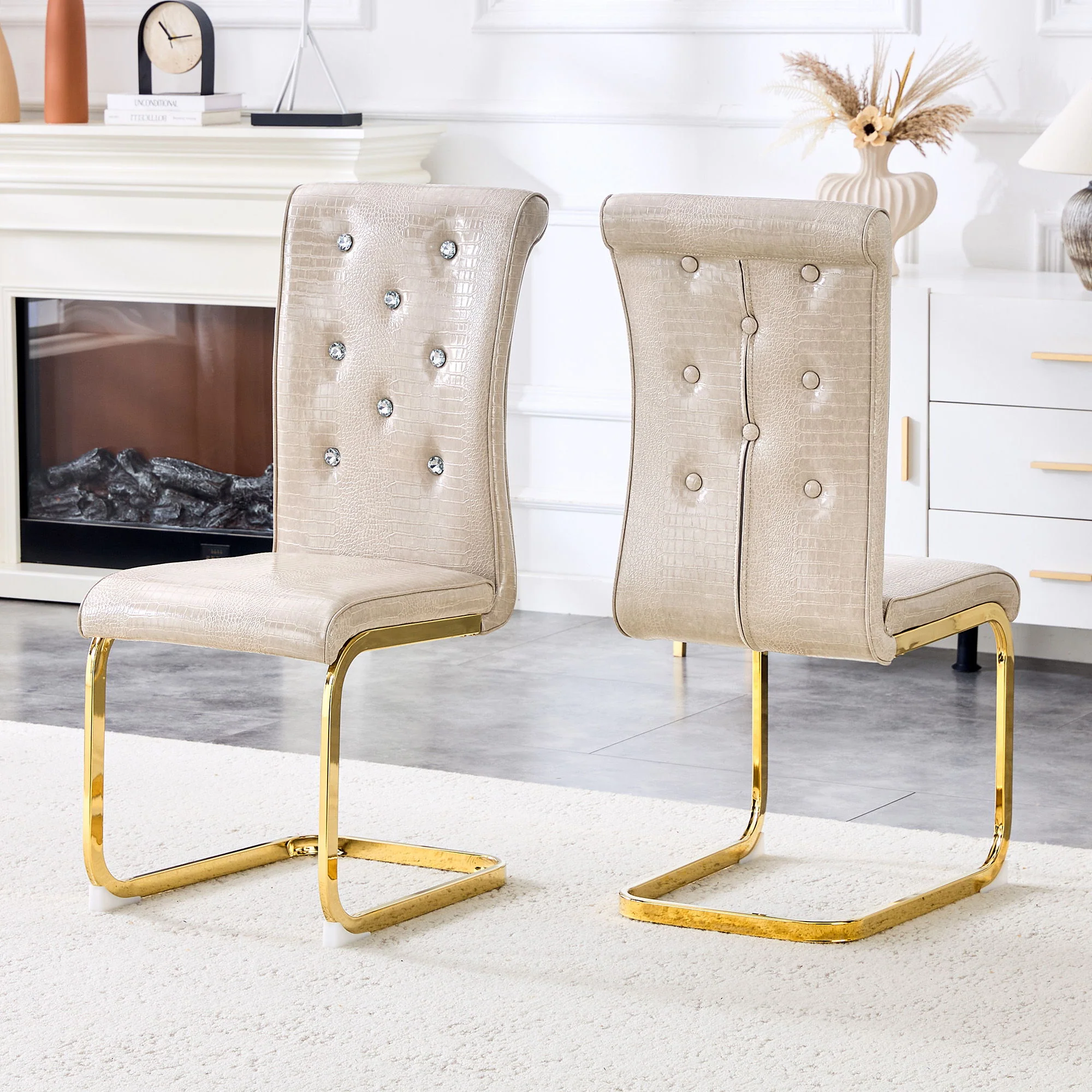 Elegant Design Alligator Skin Upholstered Dining Chairs - Image 8