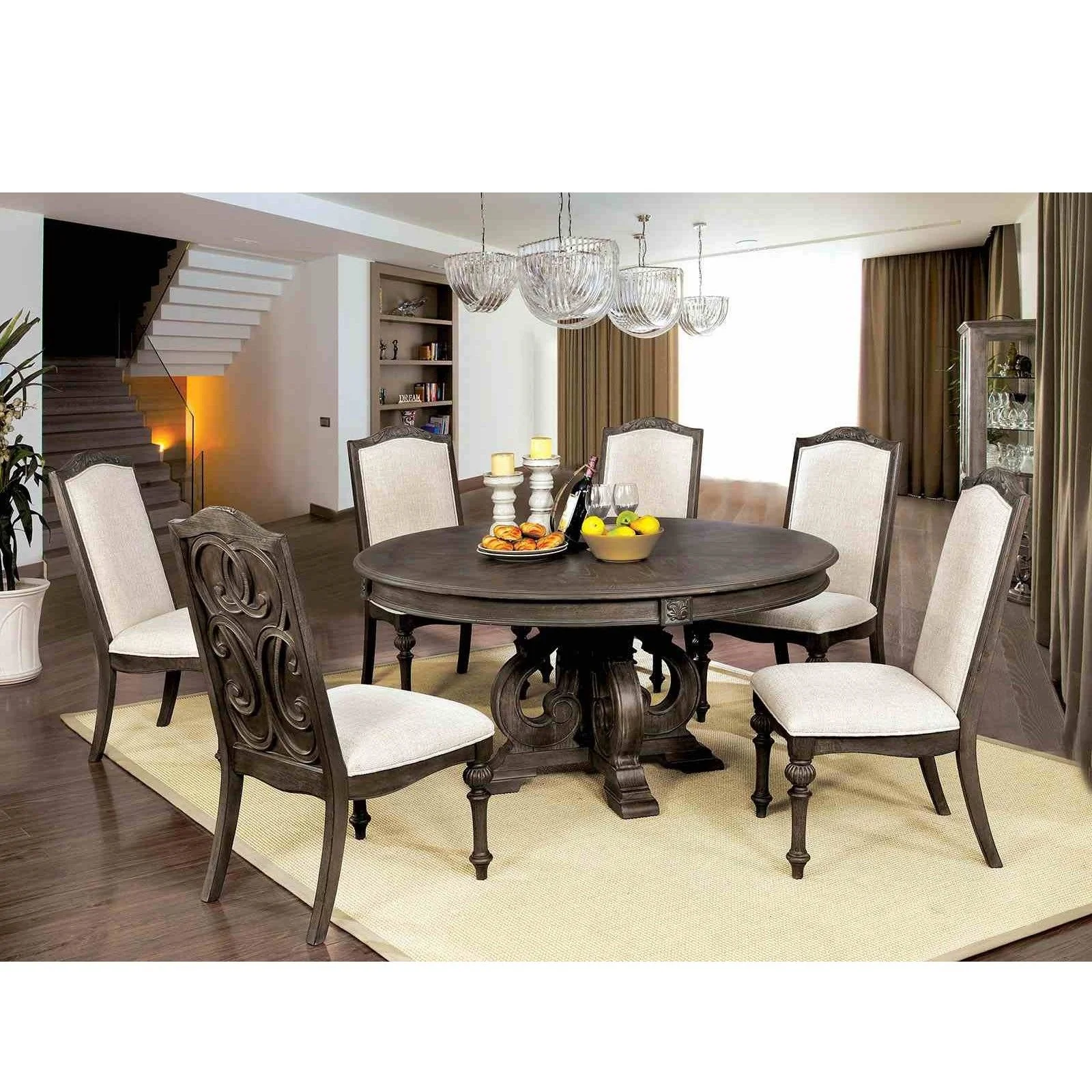 Elegant Dining Set Round Table And Side Chairs - Image 16