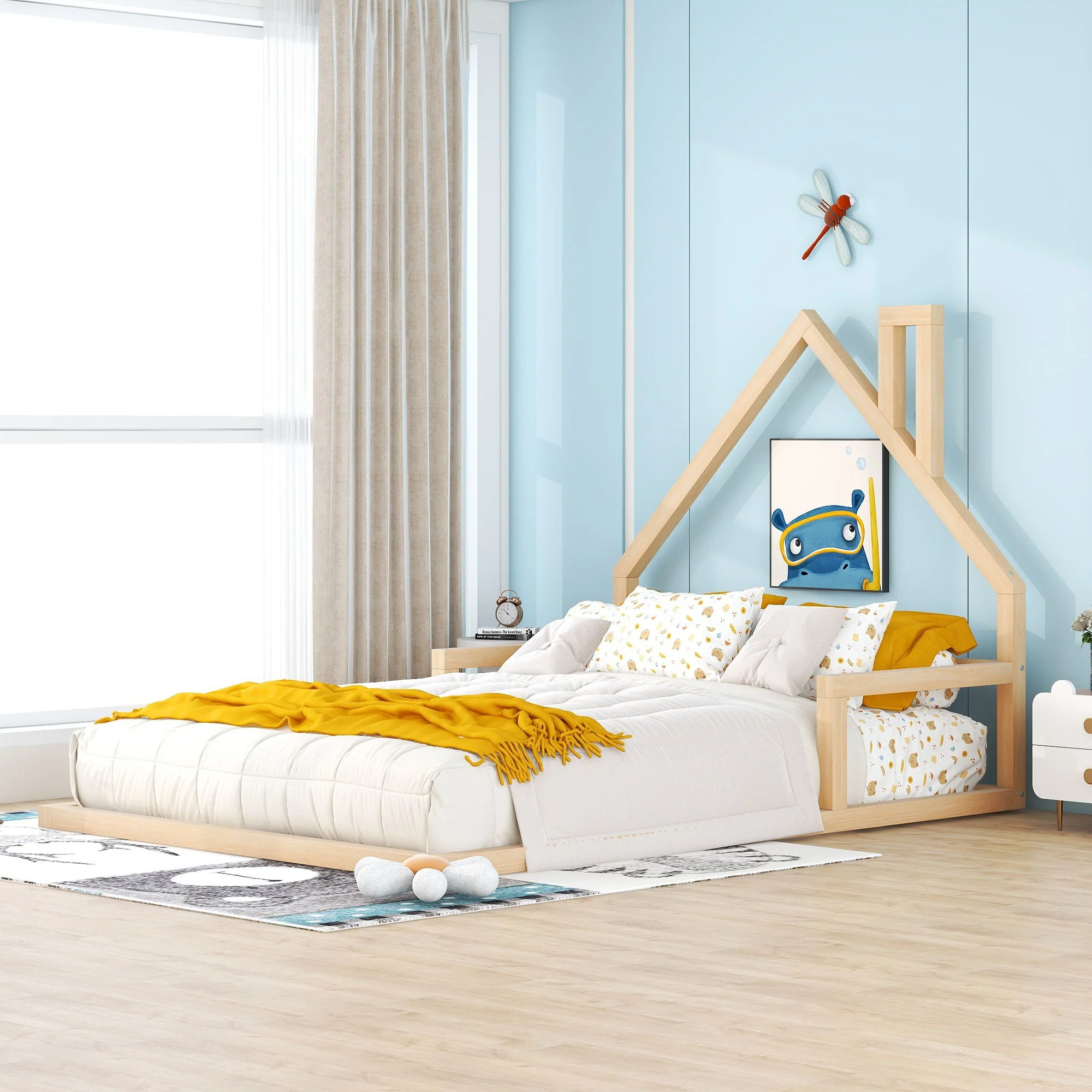 Elegant Floor Bed With House Shaped Headboard - Image 6