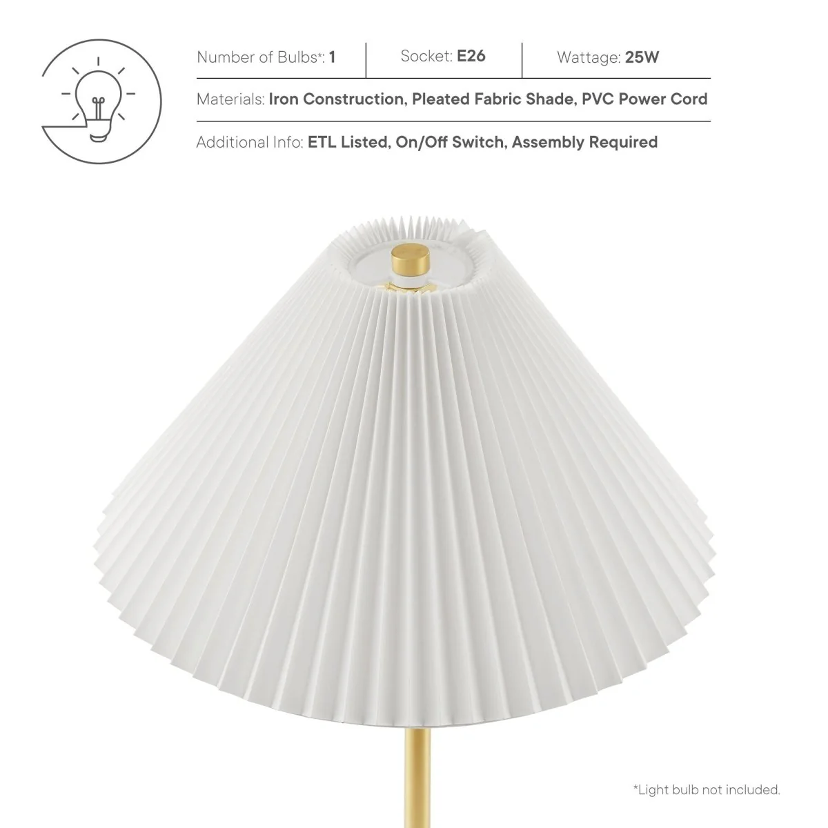 Elegant Marble Dome Table Lamp with Pleated Fabric Shade for Living Room Decor - Image 5
