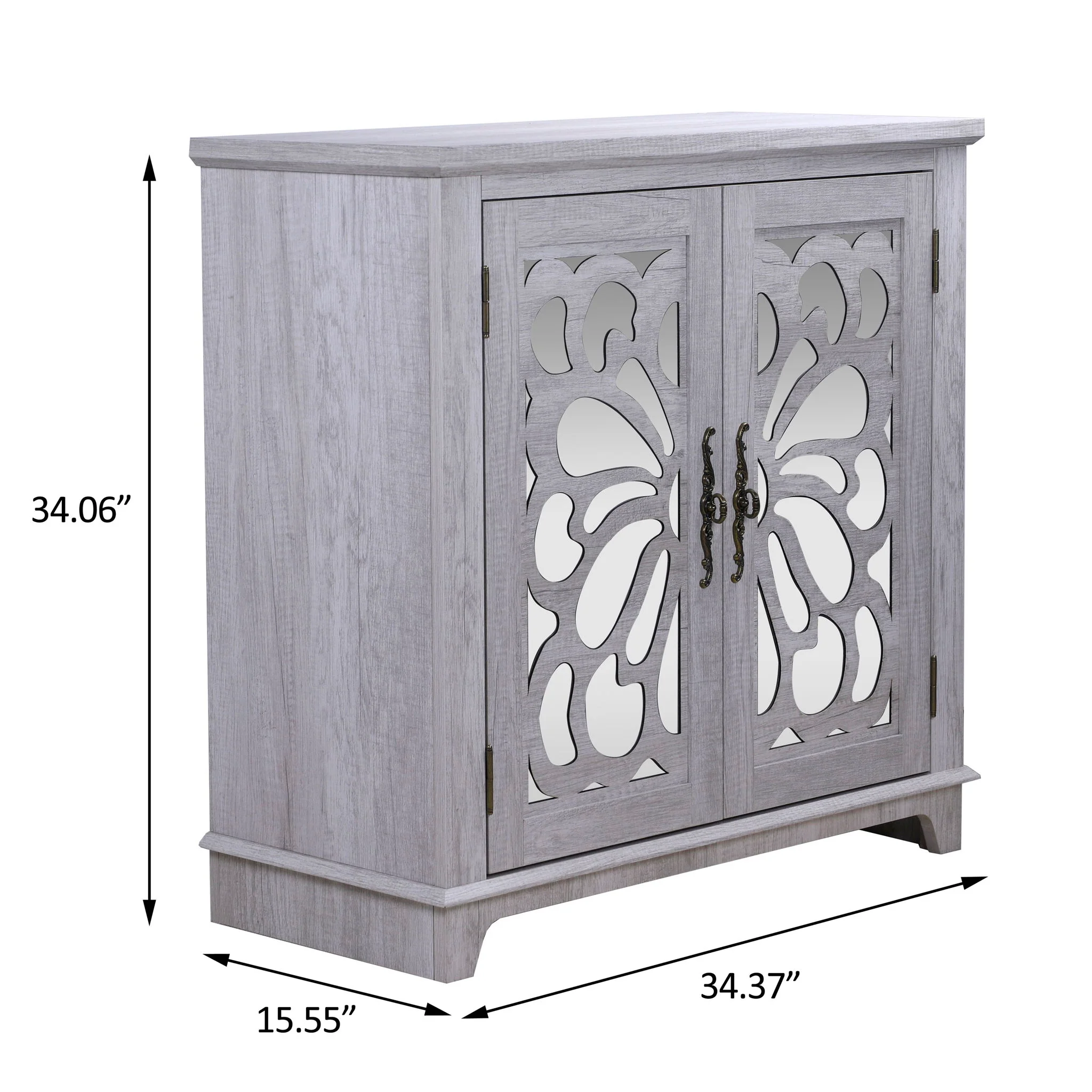 Elegant Sideboard With 2 Acrylic Mirrored Doors, Adjustable Shelf Storage - Image 6