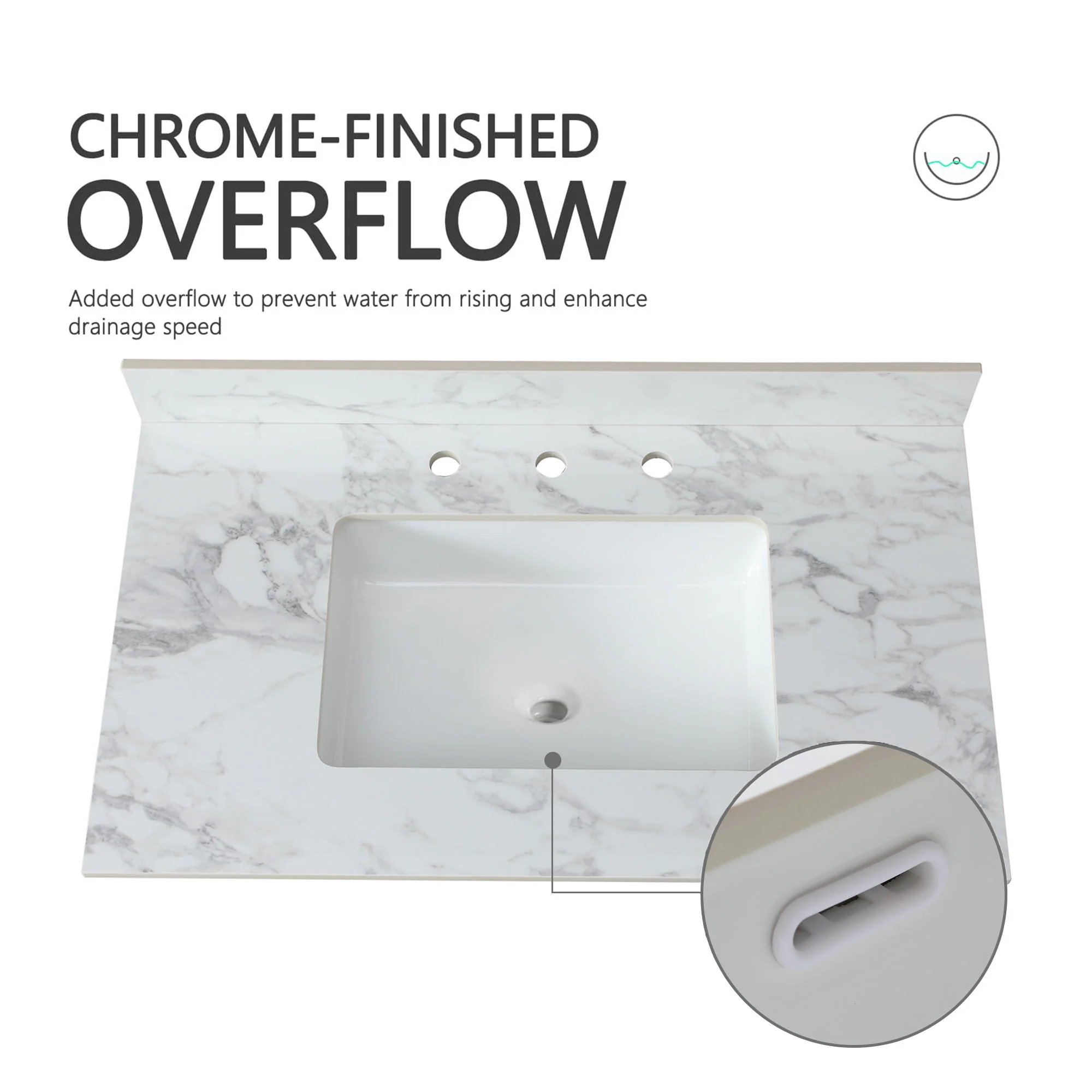 Elegant Sintered Stone Bathroom Vanity Top With Rectangular Undermount Ceramic Sink - Image 5