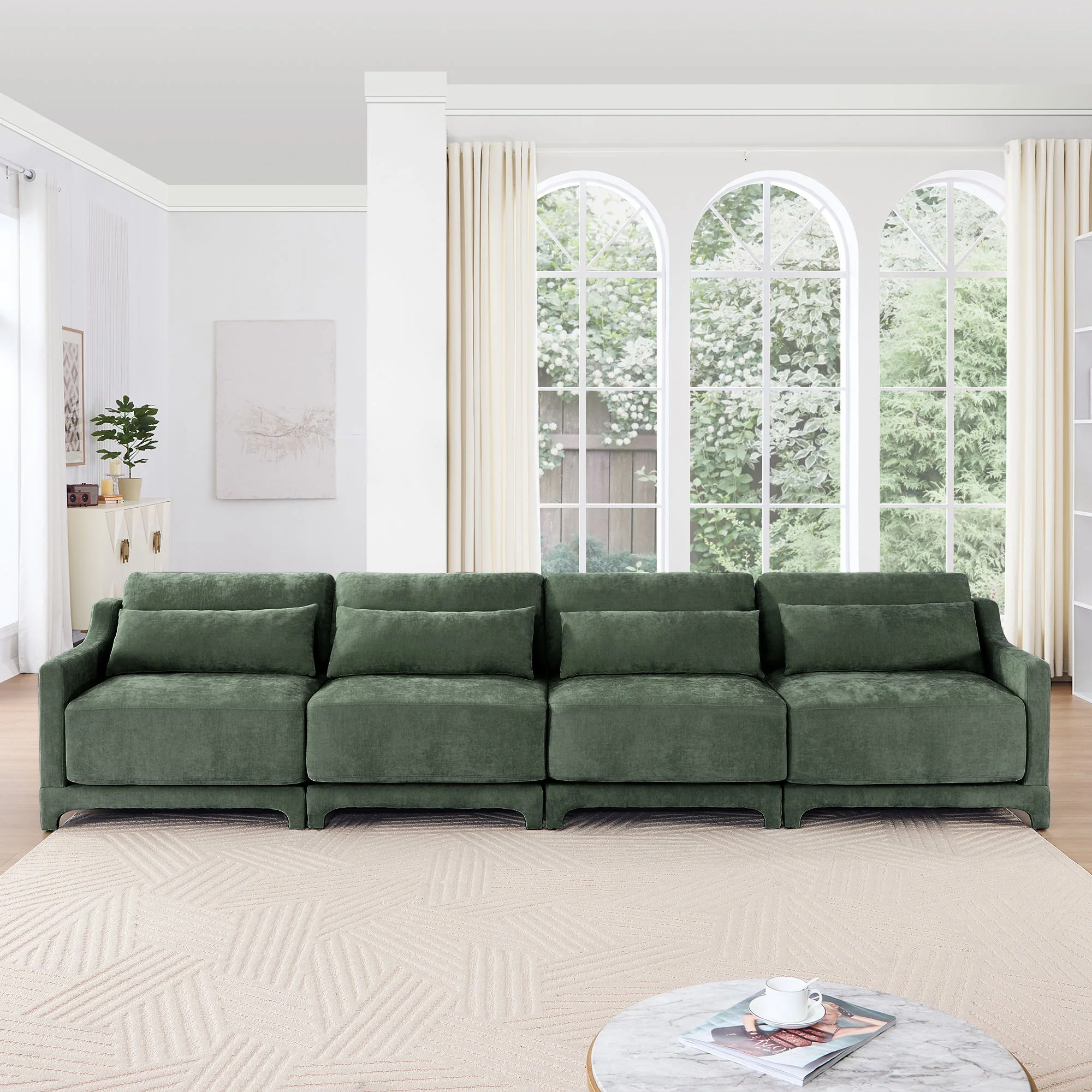 Elegant Sofa With Ergonomic Design And Lumbar Pillows - Image 31