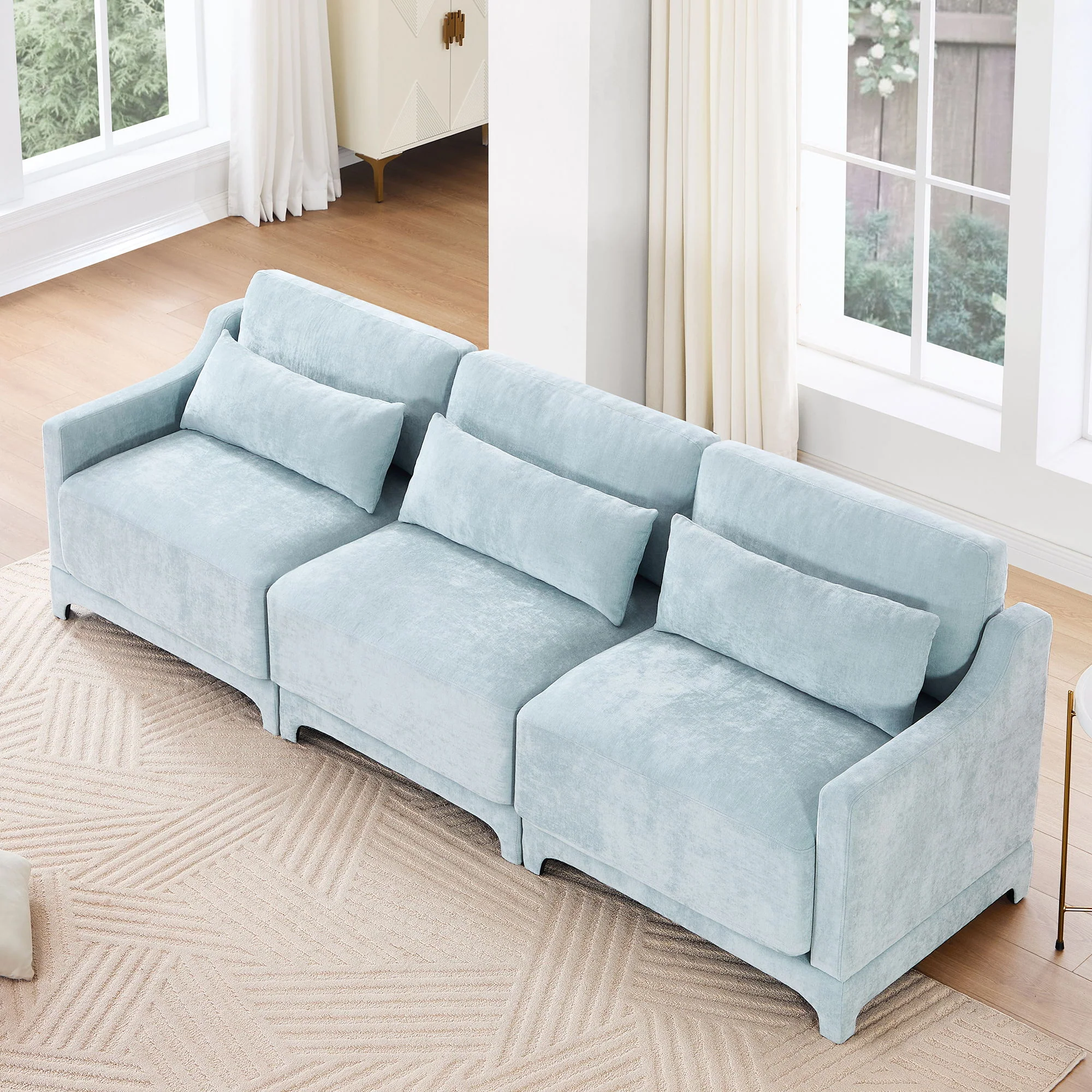 Elegant Sofa With Ergonomic Design And Lumbar Pillows - Image 53