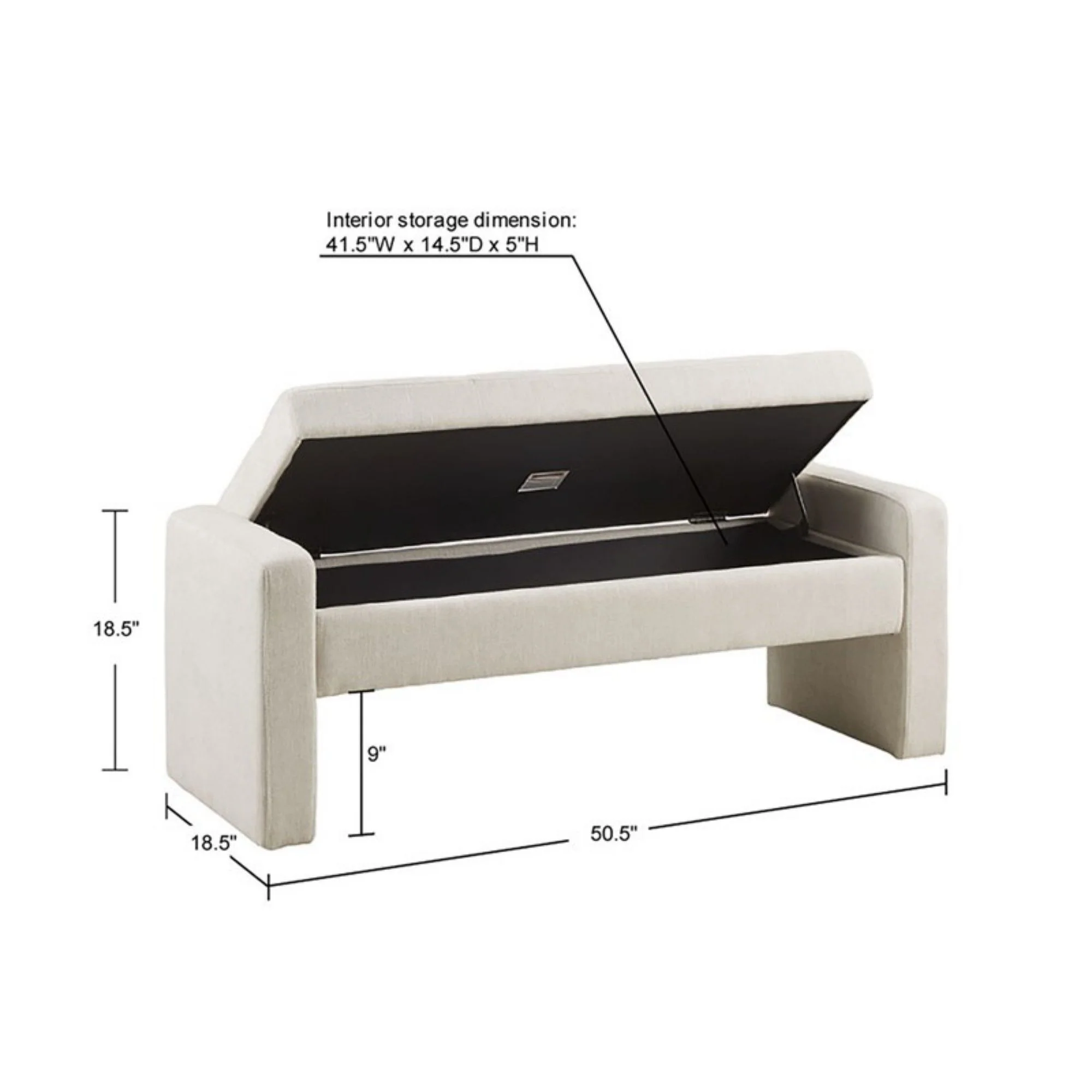 Elegant Soft Close Storage Bench Polyester Upholstery - Cream - Image 4