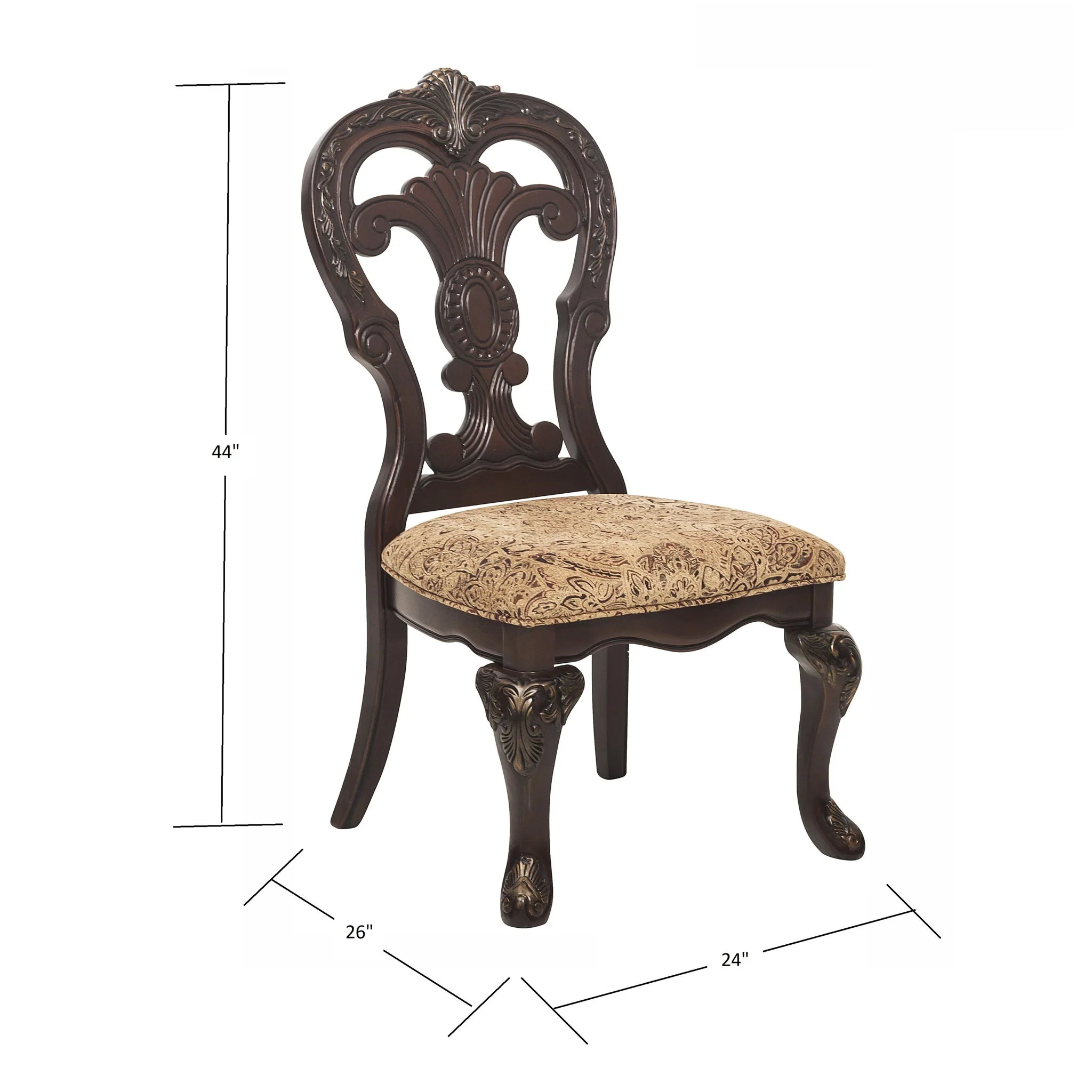 Elegant Style Beautiful Side Chairs 2 Piece Set Cherry With Tipping Fabric Upholstered Traditional Dining Furniture - Cherry - Image 3