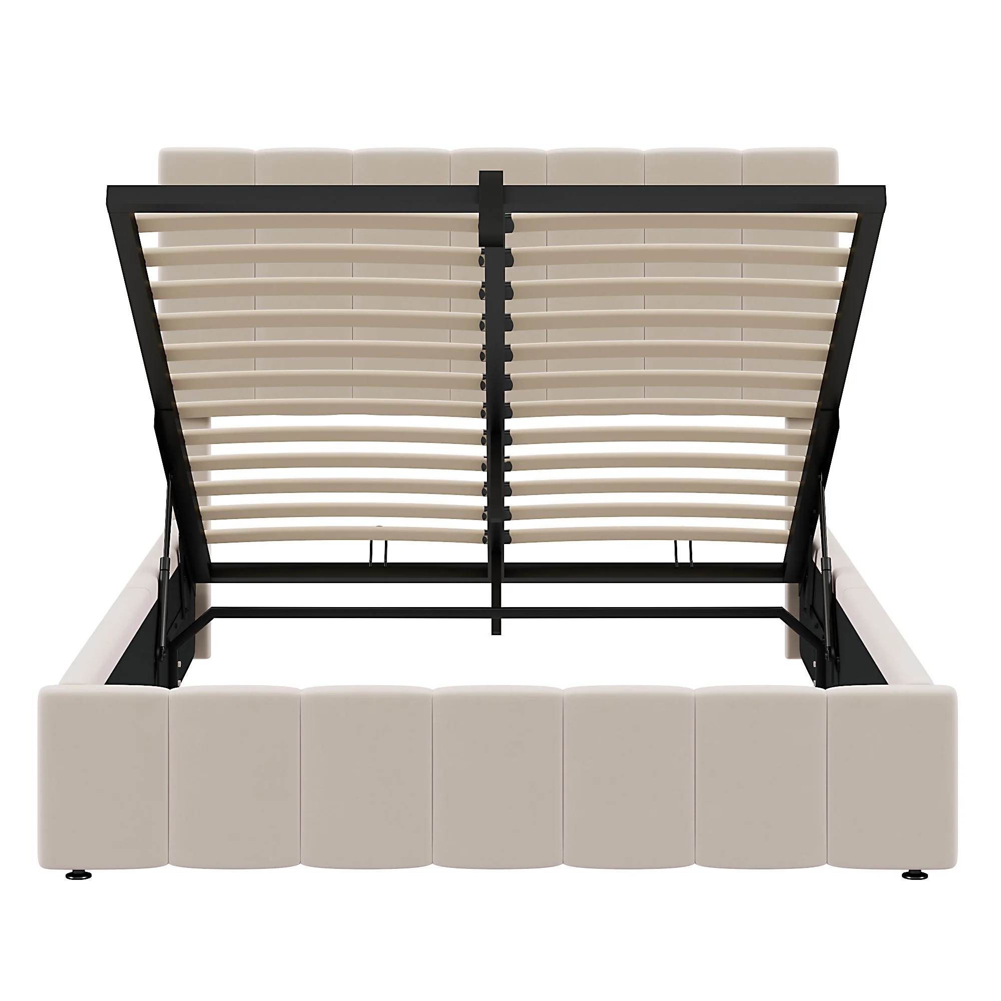 Elegant Upholstered Platform Bed With Hydraulic Storage System - Image 10