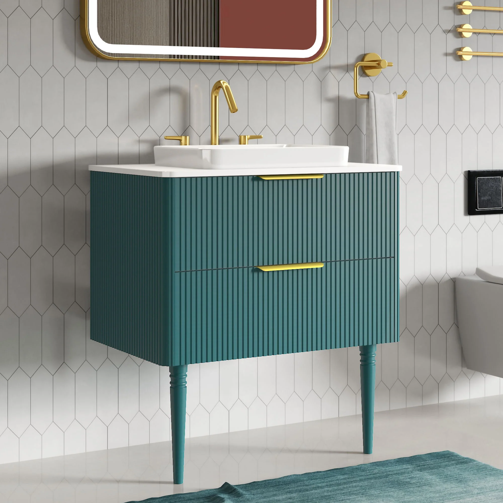 Elena - Modern Bathroom Vanity With Sink With Ample Storage, 2 Soft Close Drawers - Image 3