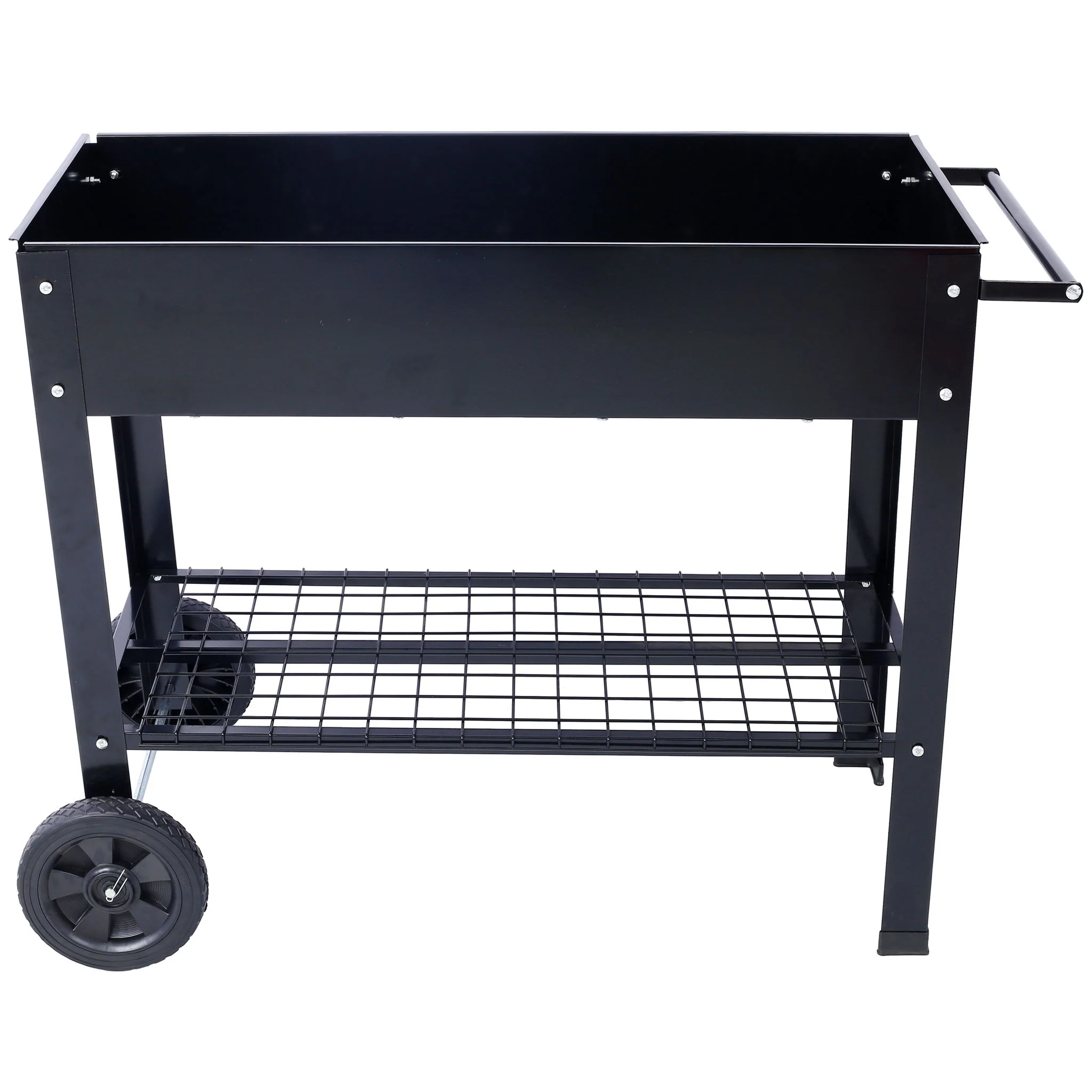 Elevated Mobile Raised Ergonomic Metal Planter Garden Bed With Wheels Powder Coated Steel - Black - Image 5
