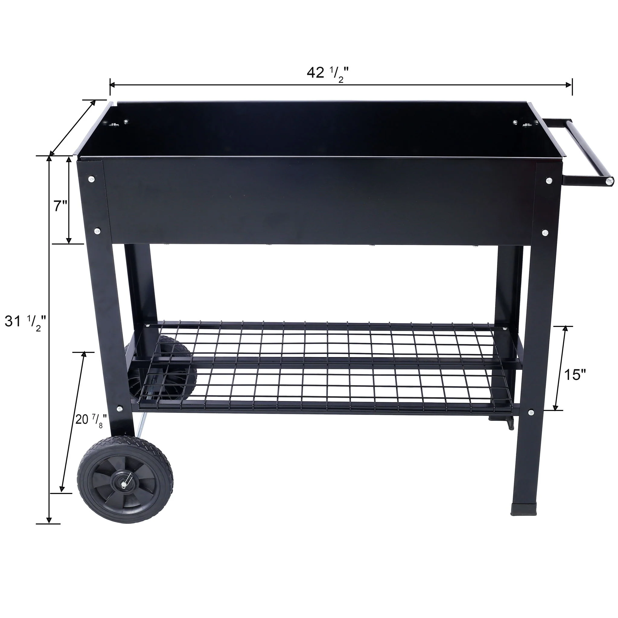 Elevated Mobile Raised Ergonomic Metal Planter Garden Bed With Wheels Powder Coated Steel - Black - Image 8