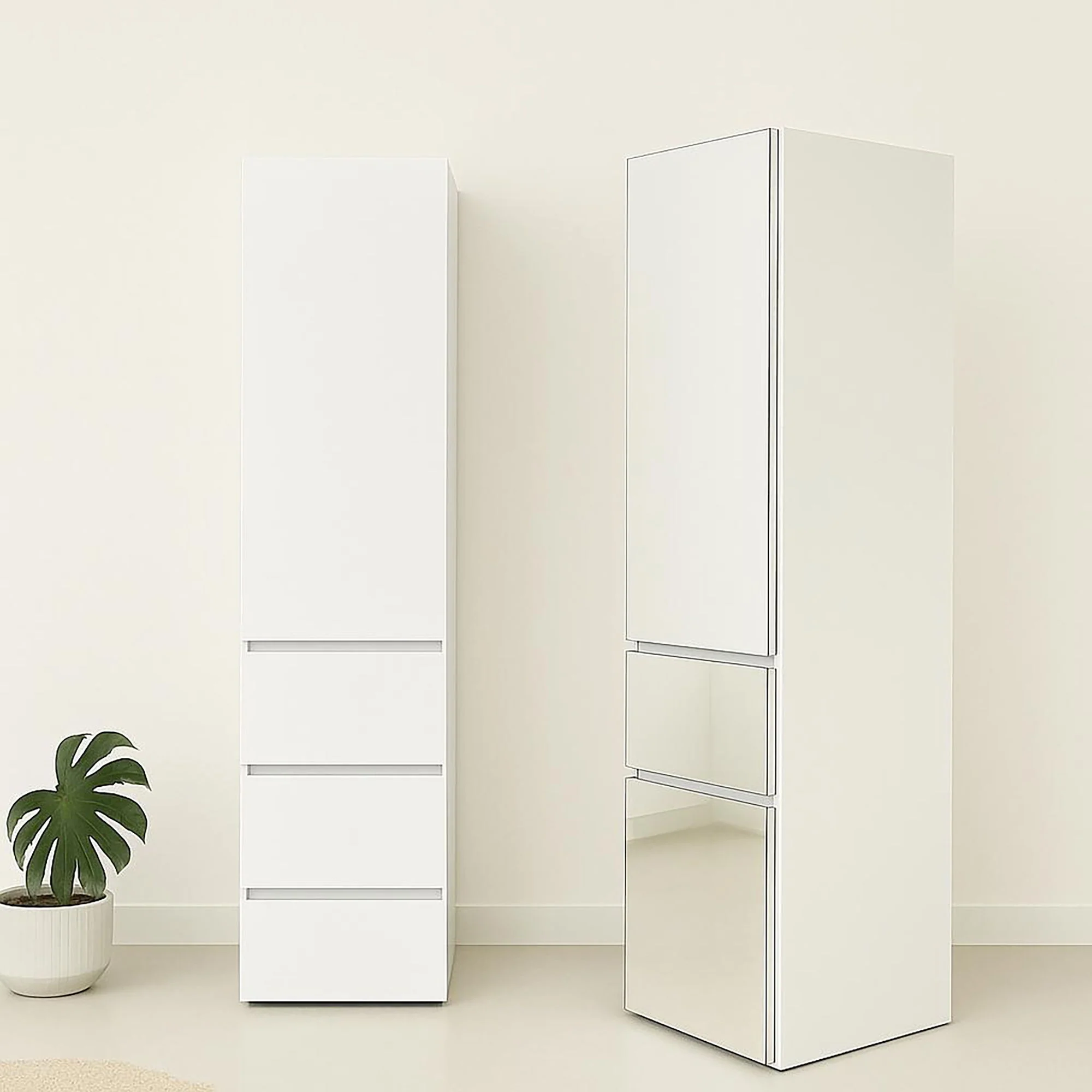 Elise - Modular Closet System With Mirror - White - Wood - Image 2