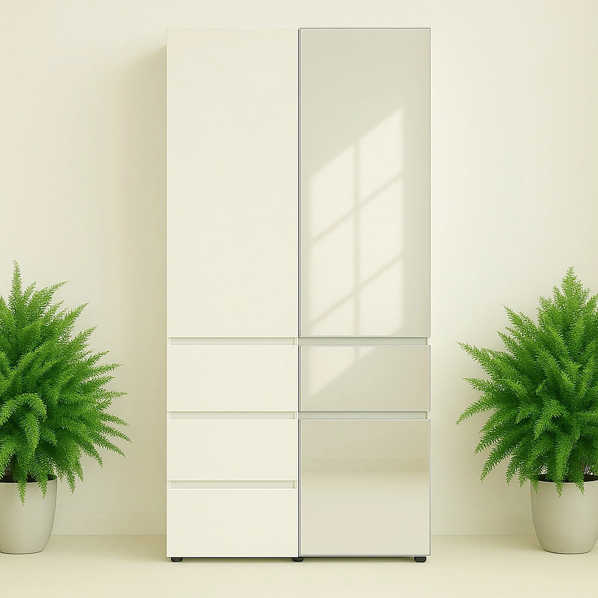 Elise - Slim Modular Closet Cabinet With Mirror - White - Image 6