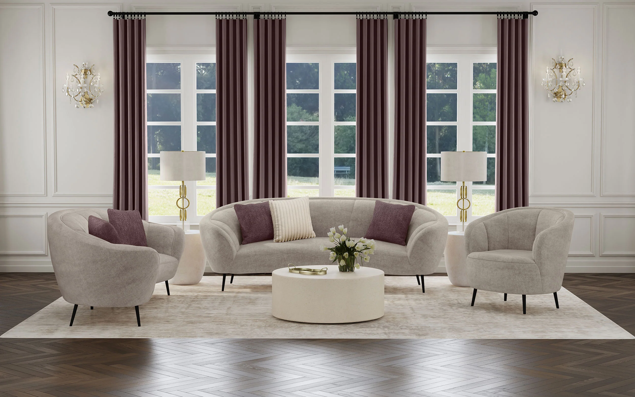 Ellorie Upholstered Channel Back Curved Loveseat Beige - Image 12