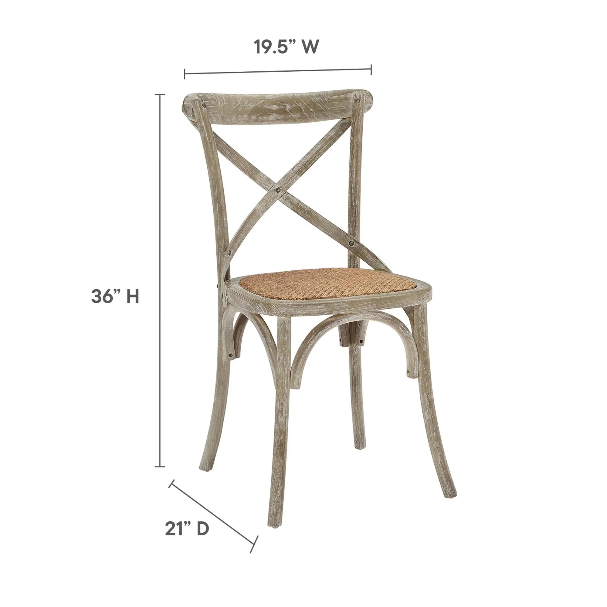 Elm Wood Dining Side Chair Set of 4 with Rattan Seat – Farmhouse Style - Image 15