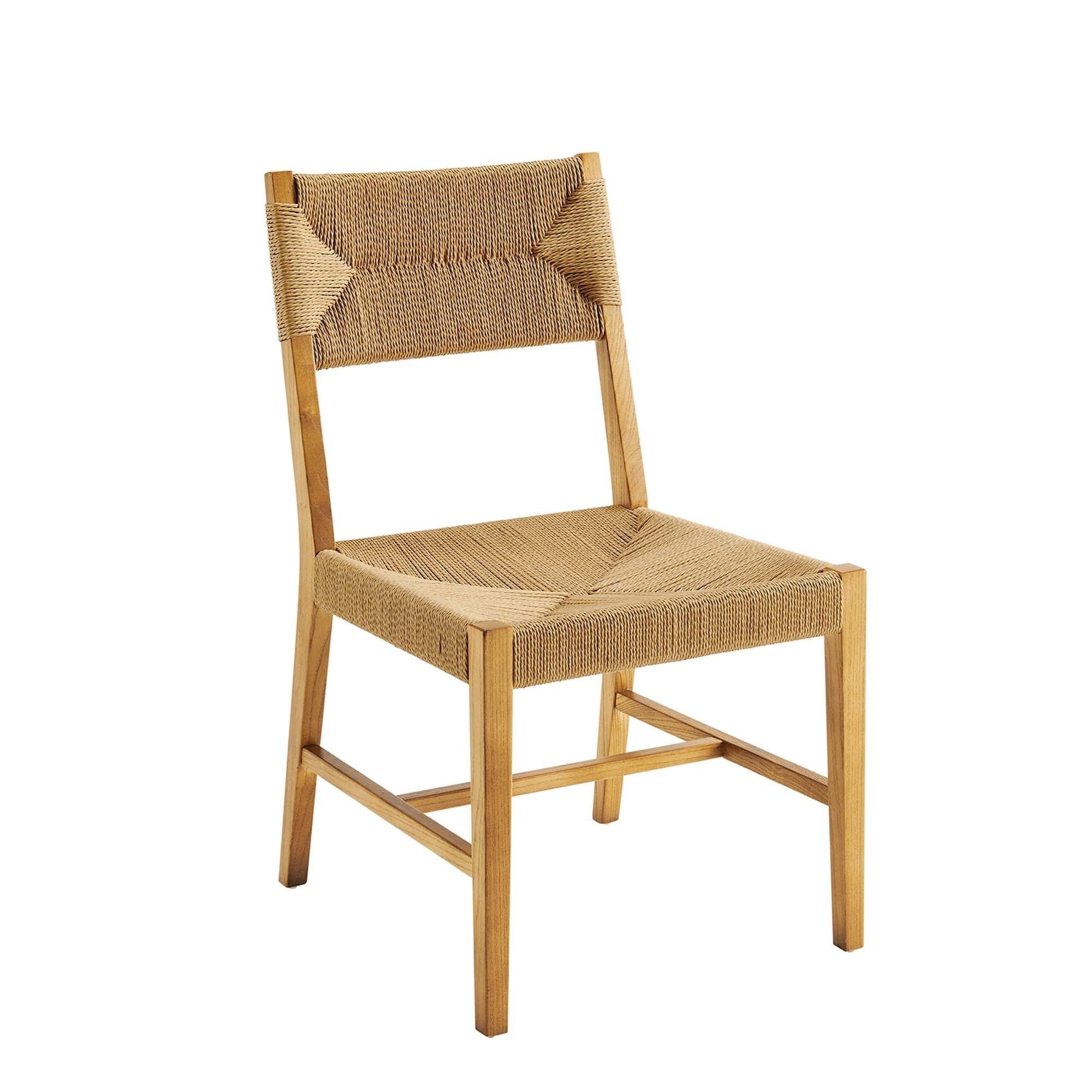 Elm Wood Dining Side Chair with Woven Rope Seat - Image 22