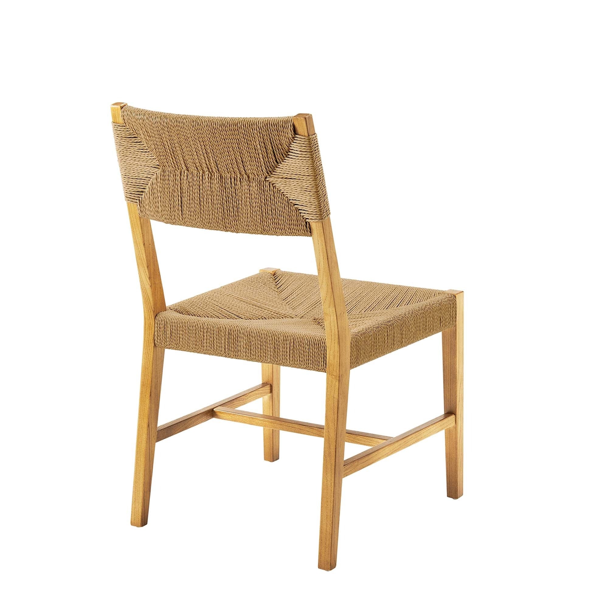 Elm Wood Dining Side Chair with Woven Rope Seat - Image 24