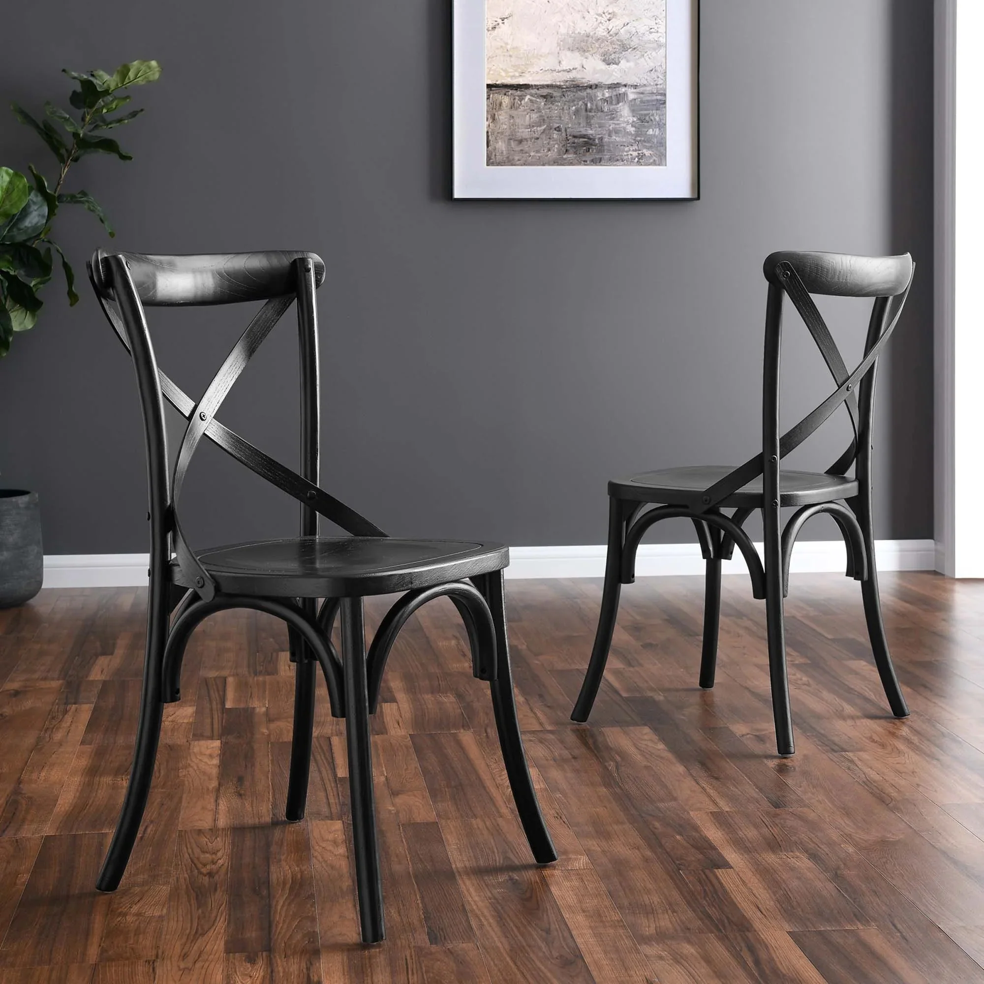 Elm Wood Farmhouse Dining Side Chair with X-Brace Back - Image 7