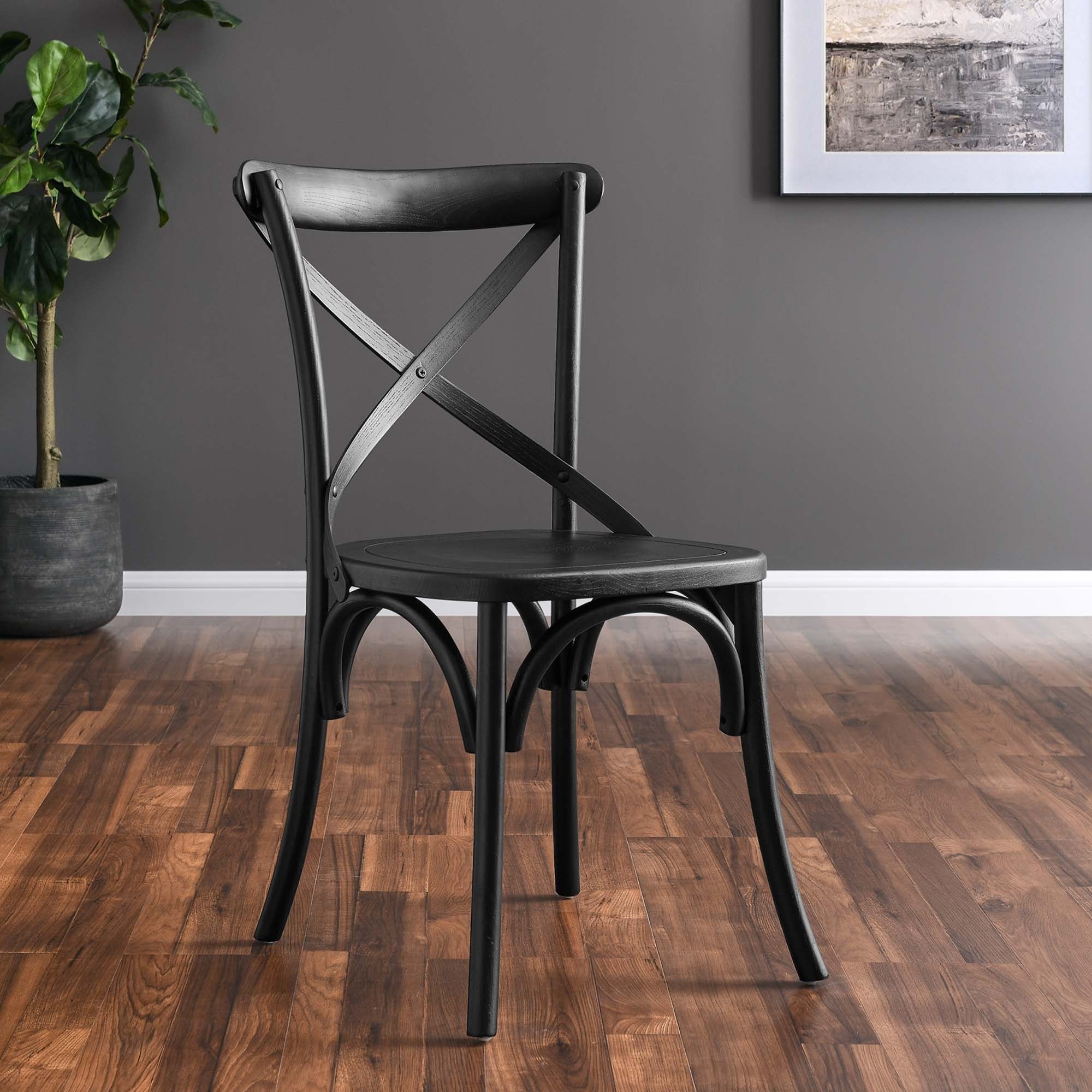 Elm Wood Farmhouse Dining Side Chair with X-Brace Back - Image 8