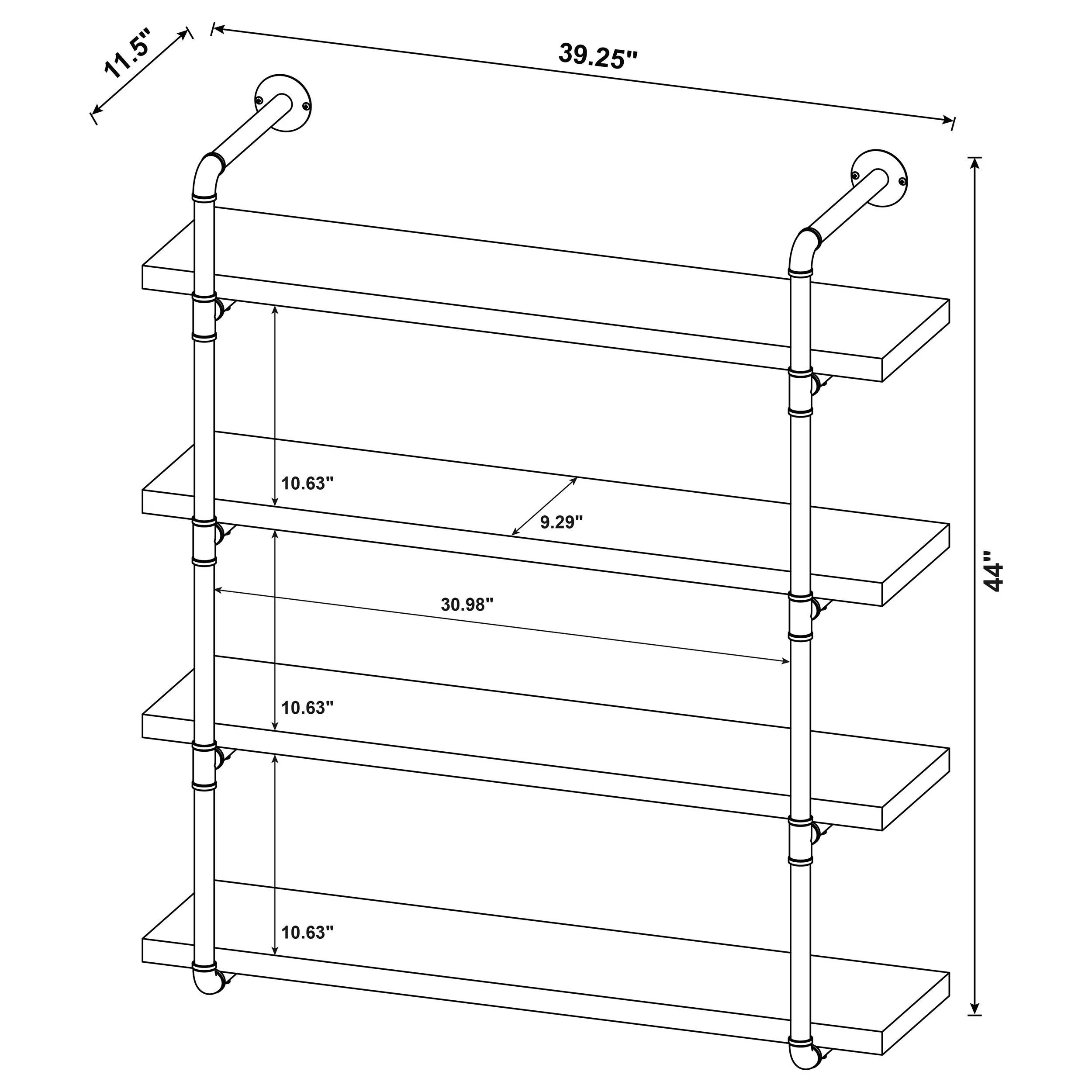 Elmcrest 39-Inch 4-Shelf Wall Bookshelf Rustic Oak - Image 6