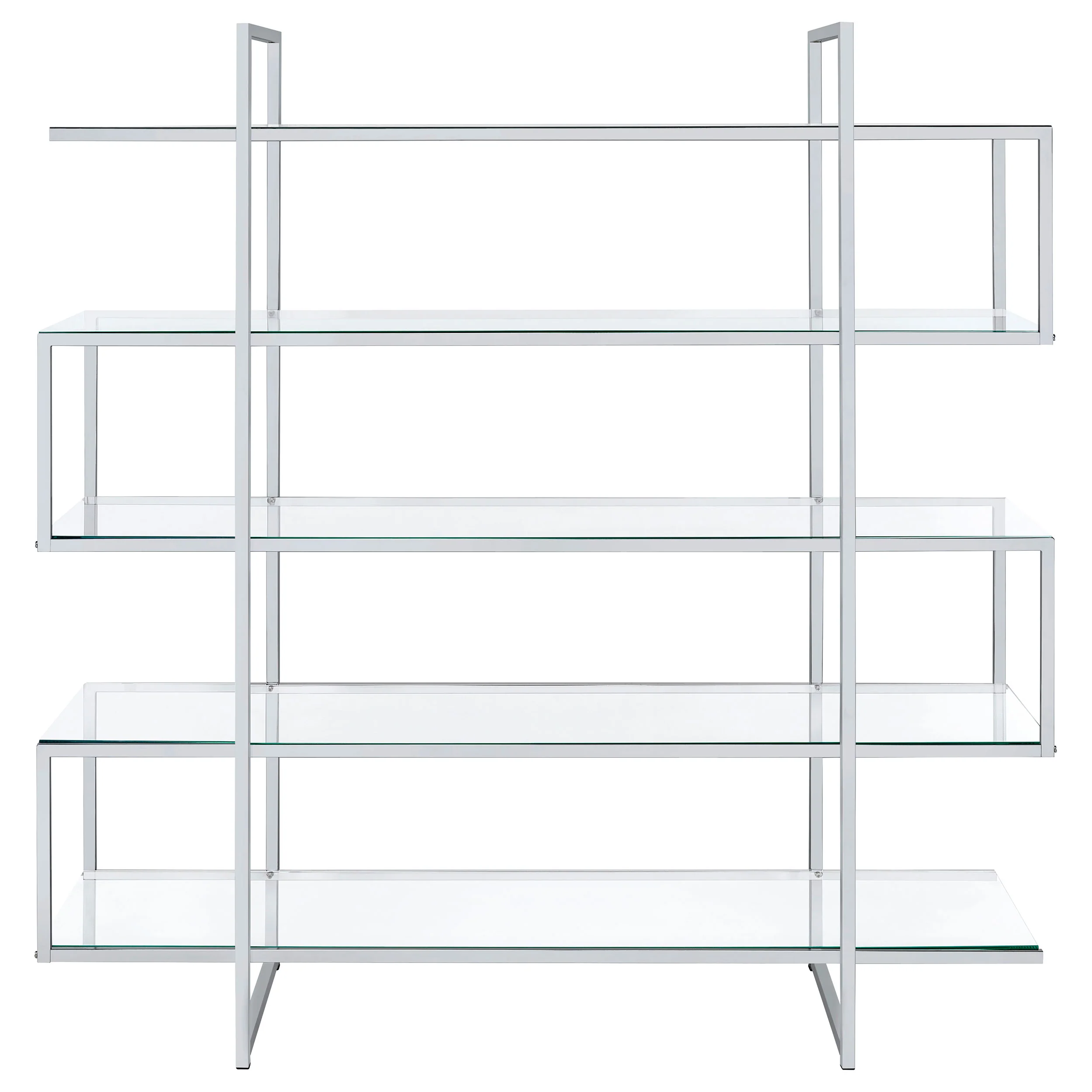Elmer 63-Inch 5-Shelf Bookshelf in Clear Glass and Chrome - Image 5