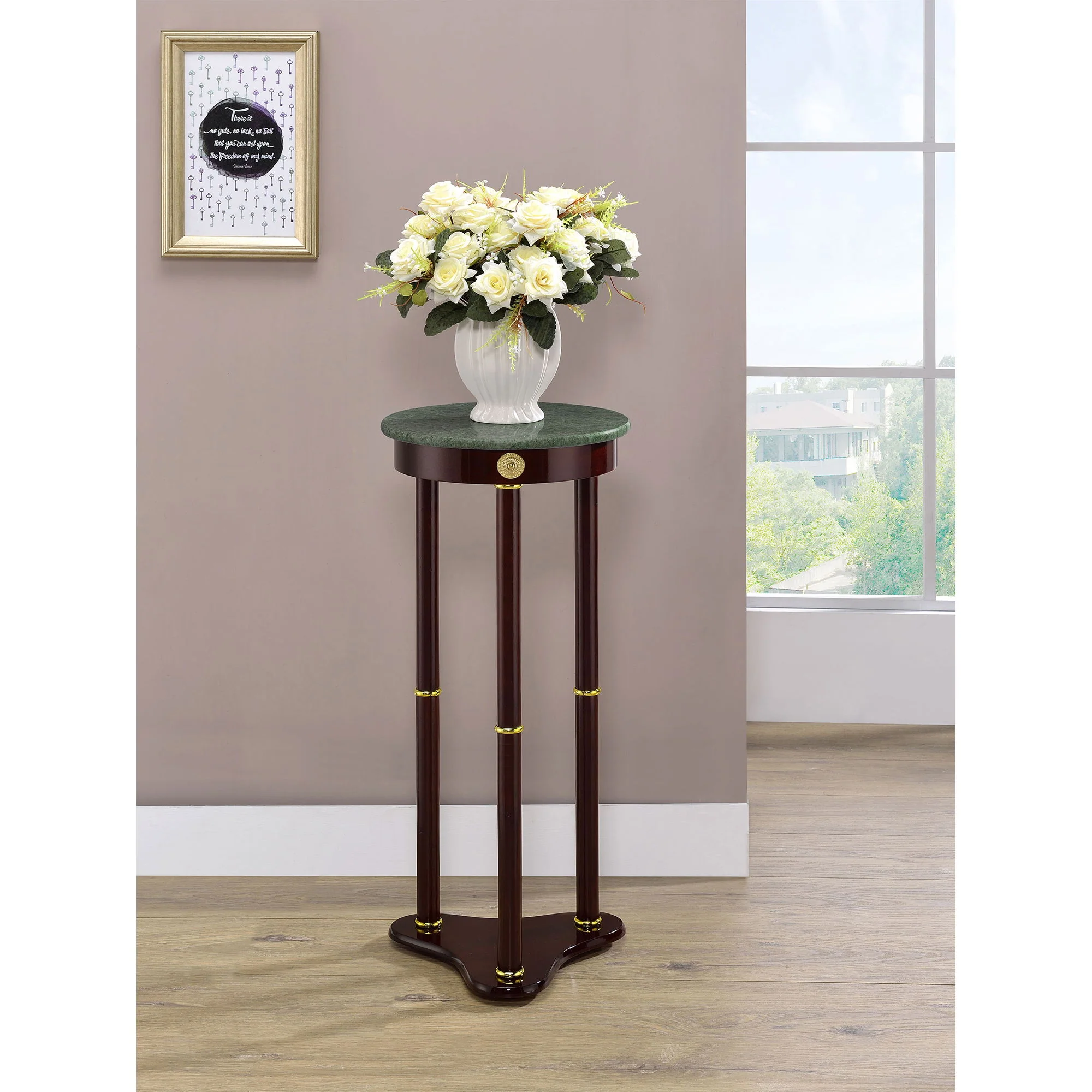 Elna - Accent Side Table With Round Top Plant Stand - Brown - Image 2