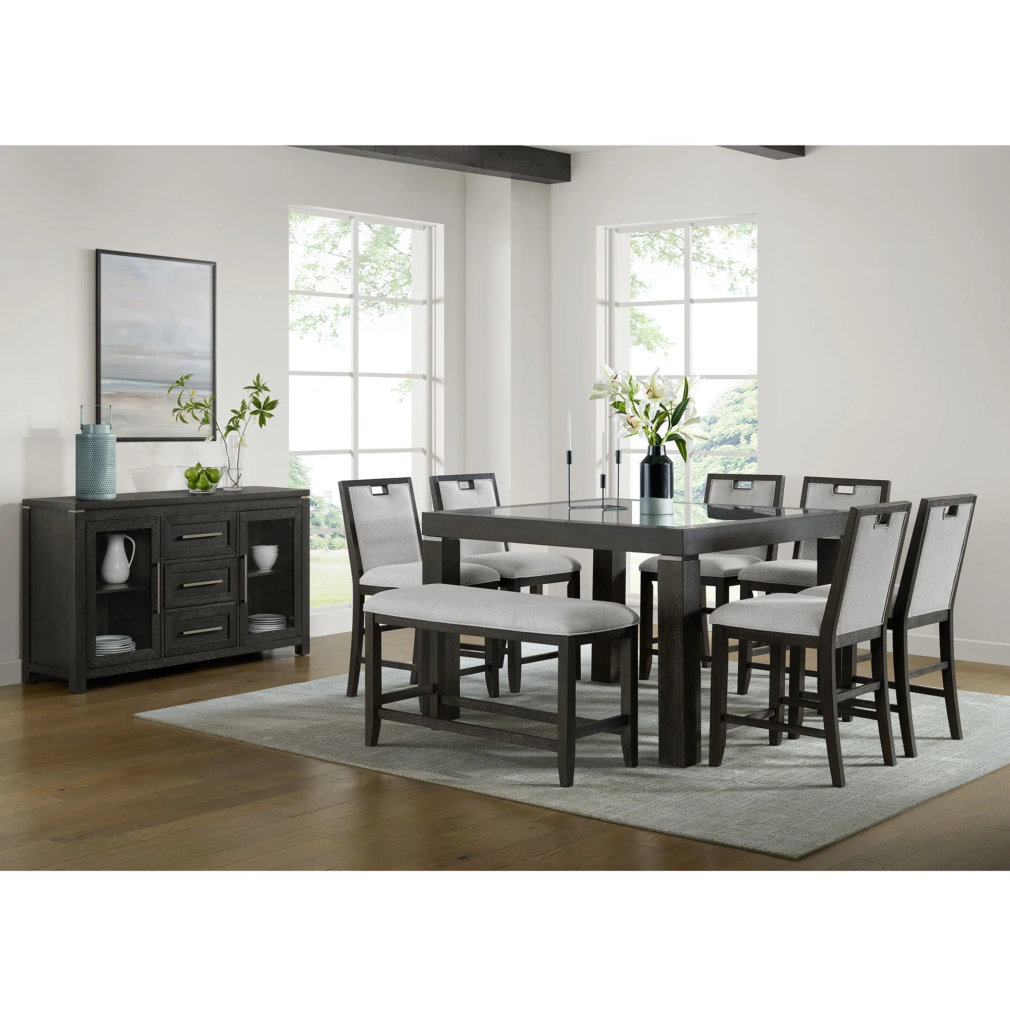 Elodie - Fabric Counter Bench - Charcoal / Gray - Image 3