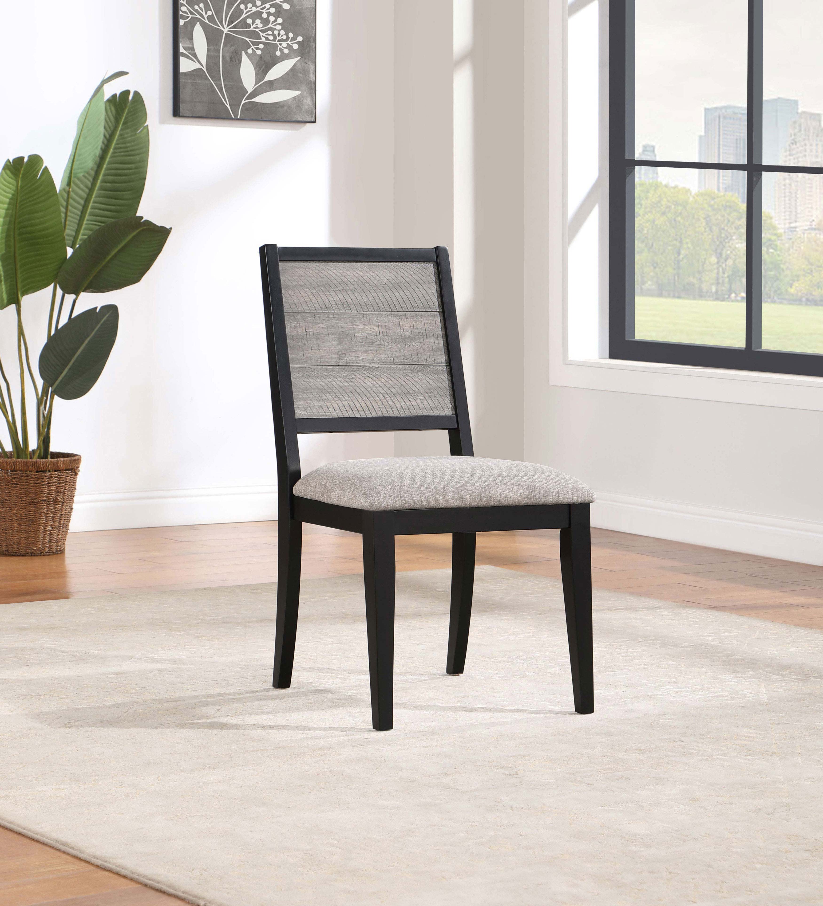 Elodie Wood Dining Side Chair Grey and Black Set of 2 - Image 5