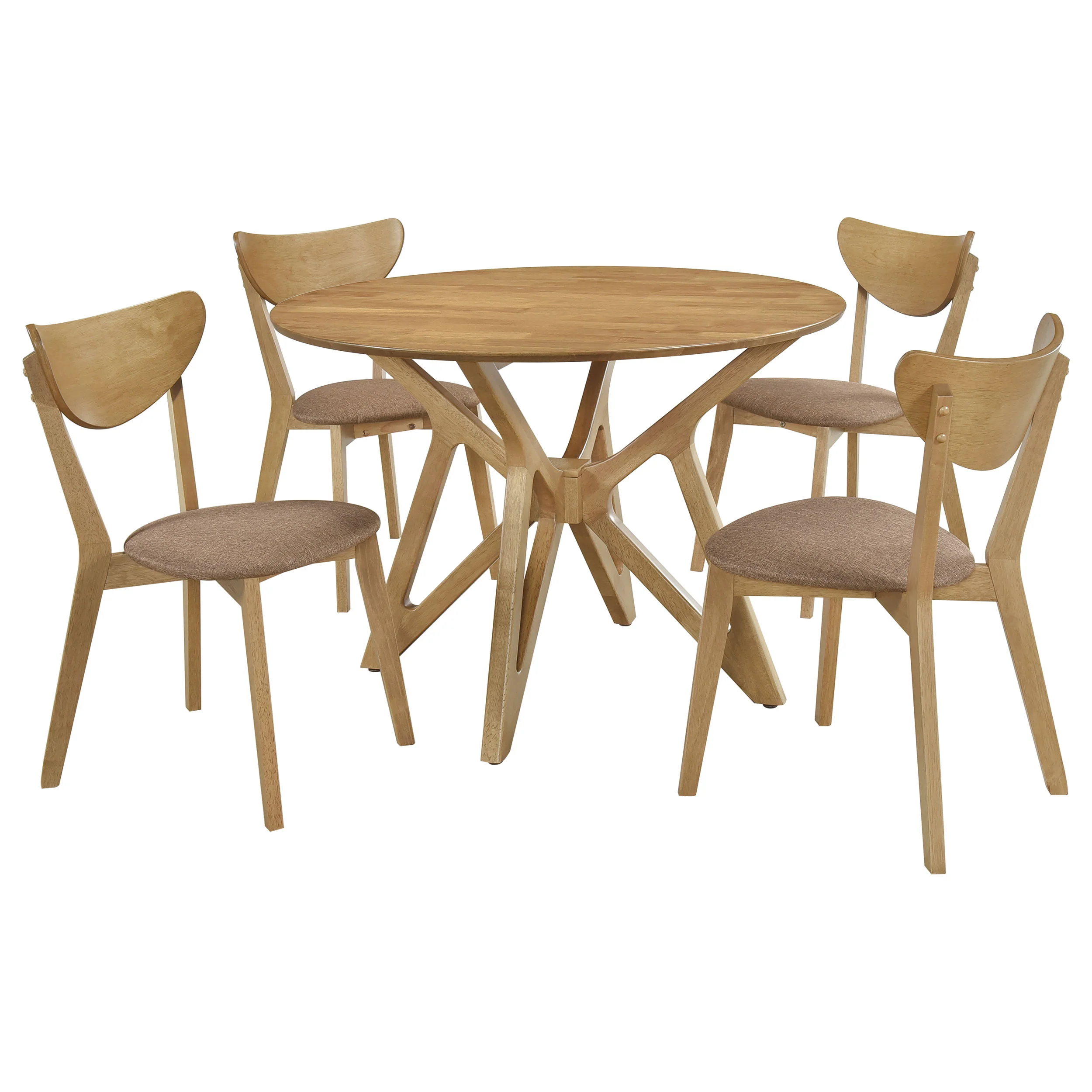 Elowen 5-Piece Round Dining Set, Light Walnut - Image 3