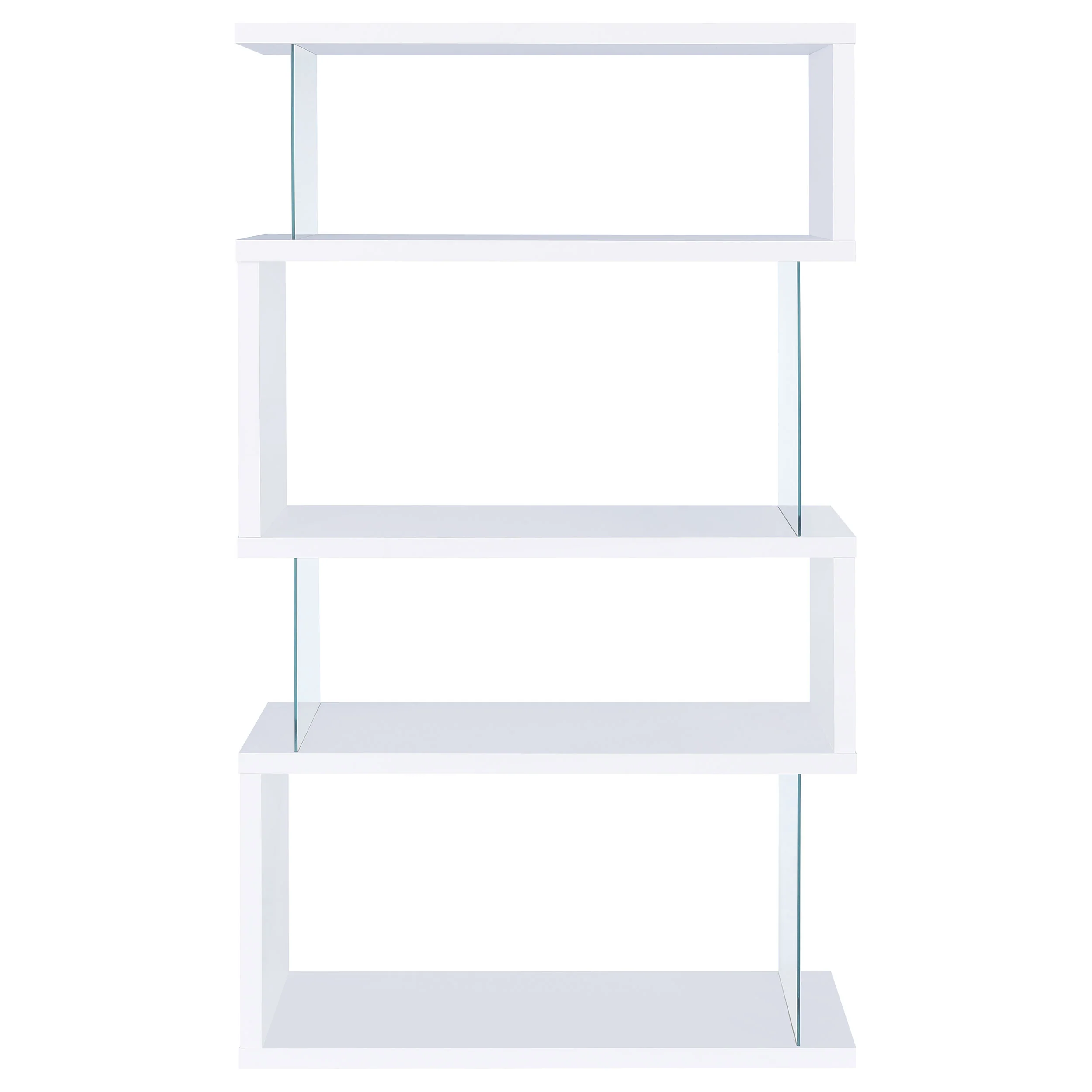 Emelle 63-Inch 4-Shelf Glass Panel Bookshelf in White - Image 4